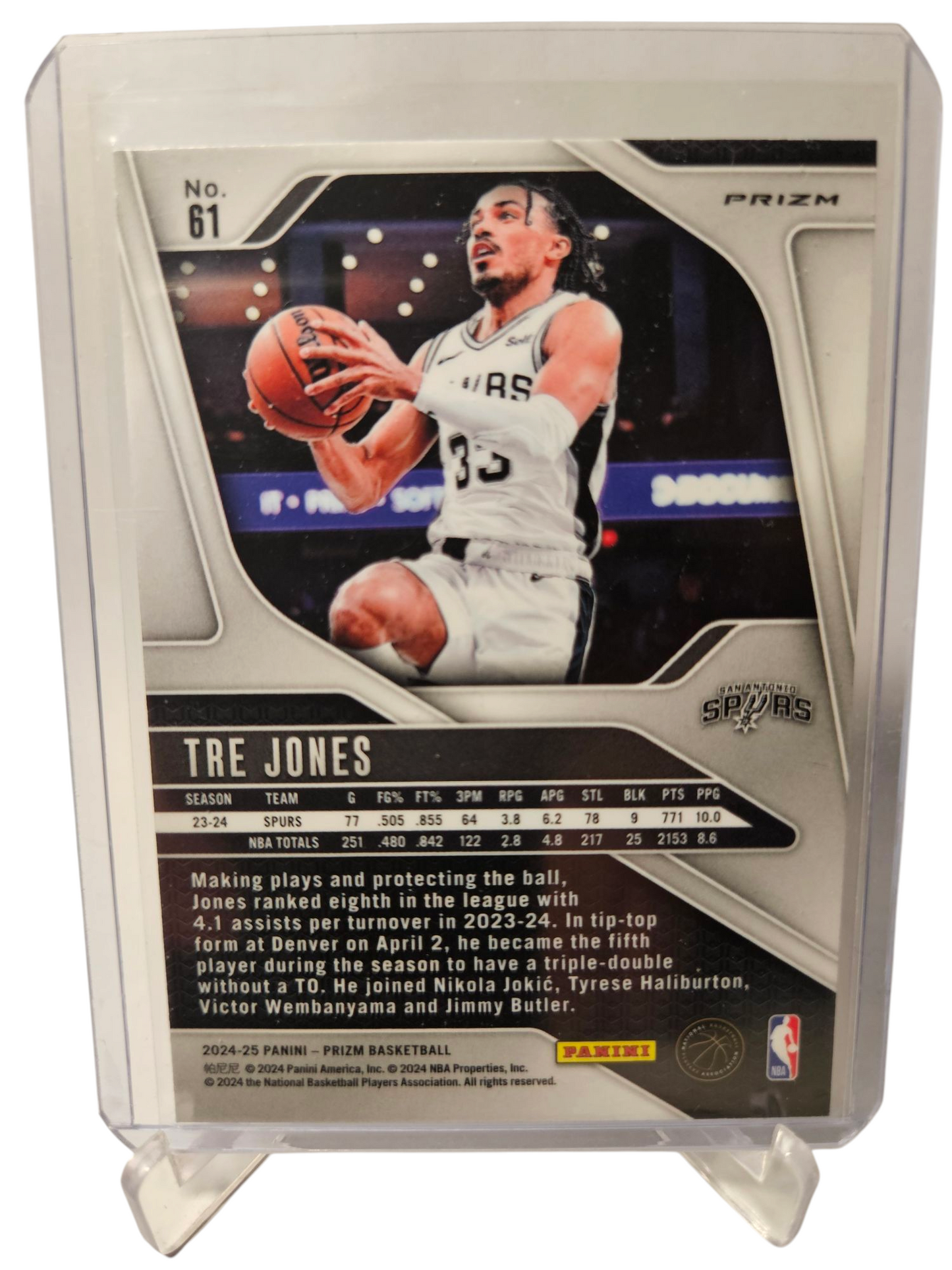 2024-25 Panini Prizm #61 Tre Jones Silver Pulsar Prizm