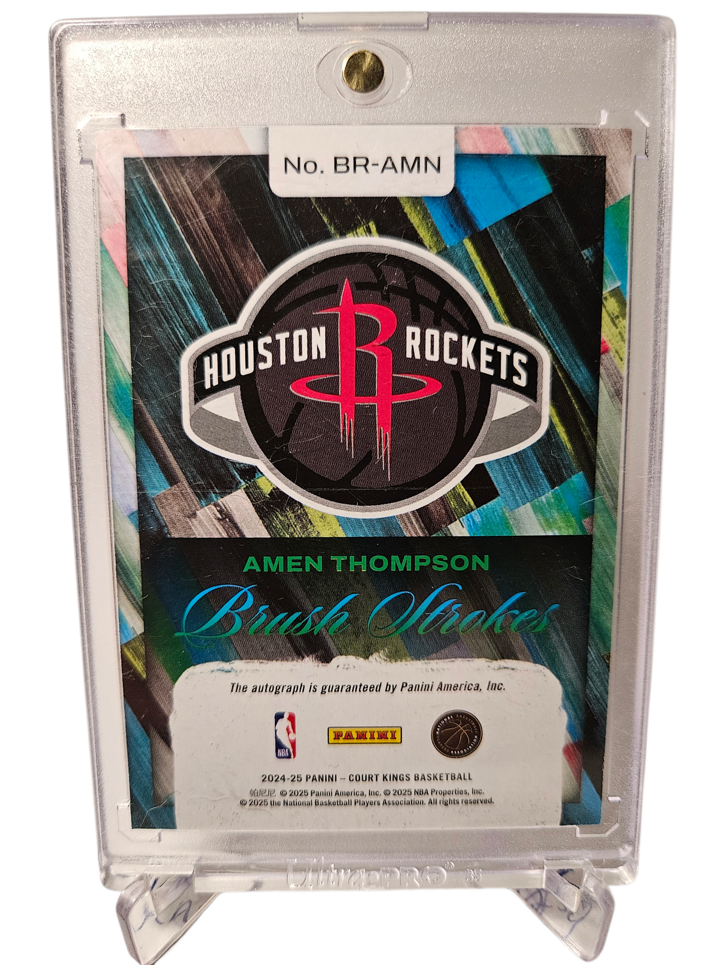 2024-25 Panini Court Kings #BR-AMN Amen Thompson Brush Strokes Autograph Jade