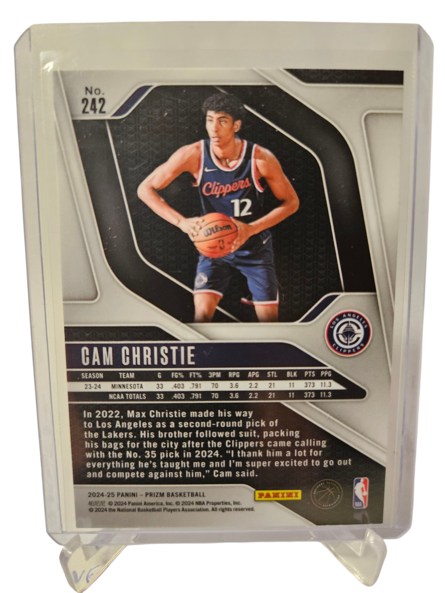 2024-25 Panini Prizm #242 Cam Christie Rookie Card