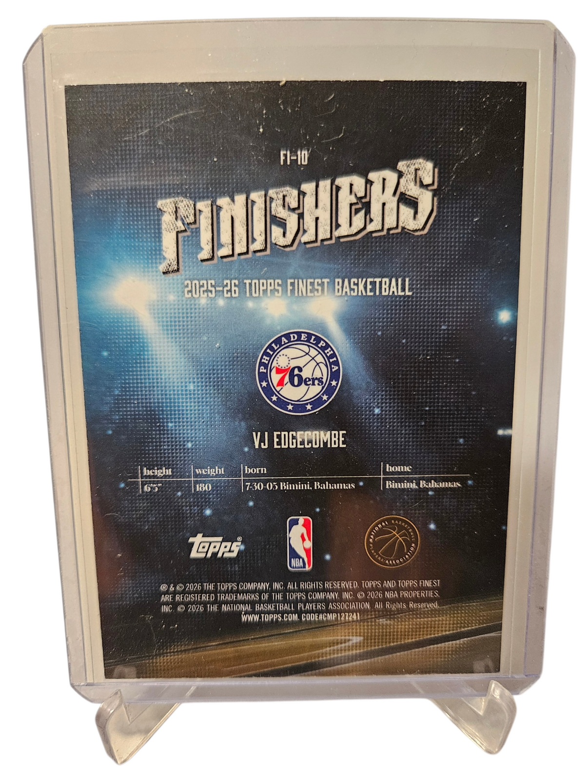 2025 Topps Finest #FI-10 VJ Edgecombe Rookie Card Finishers
