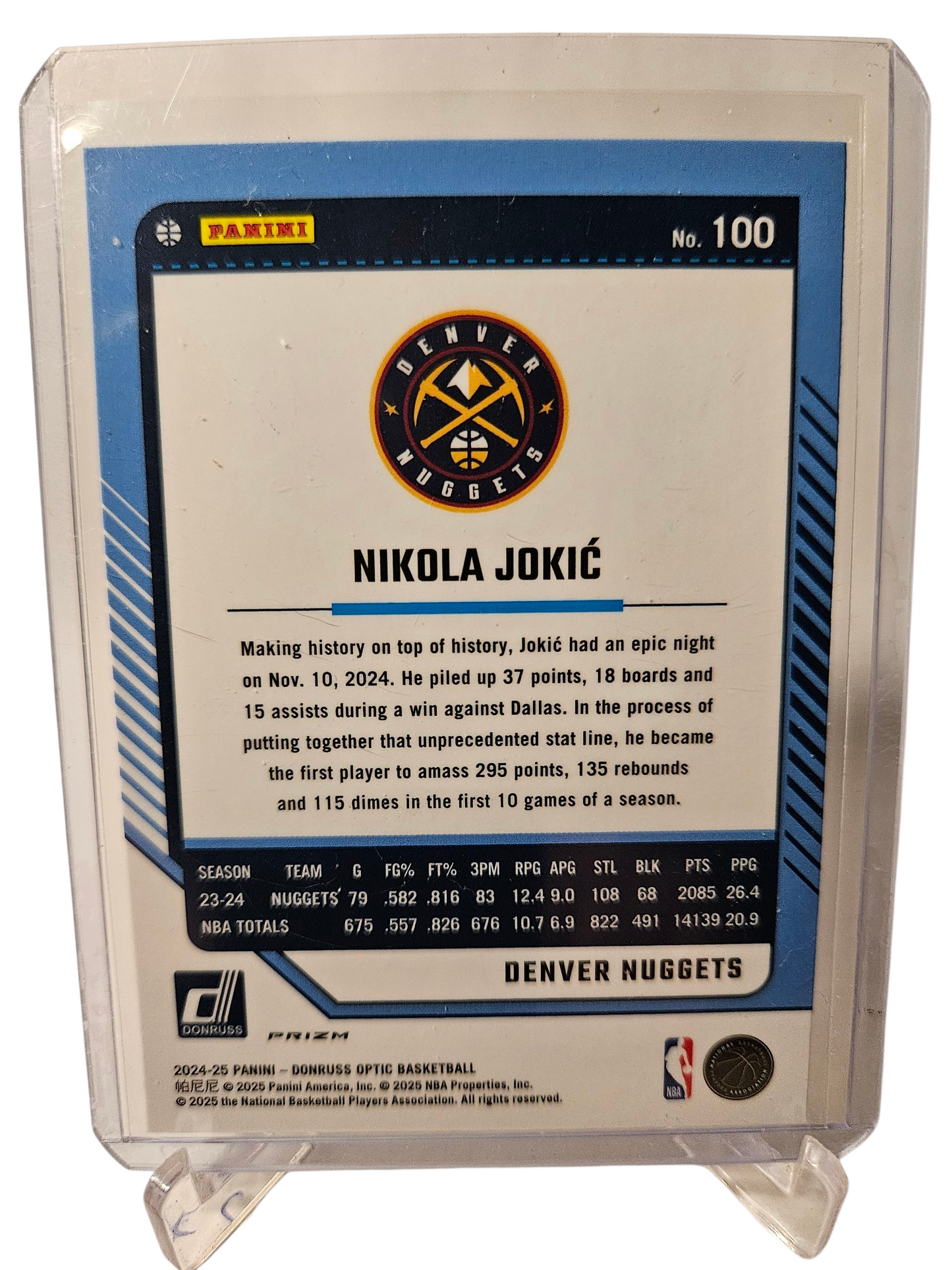 2024-25 Panini Donruss Optic #100 Nikola Jokic Silver Holo Prizm