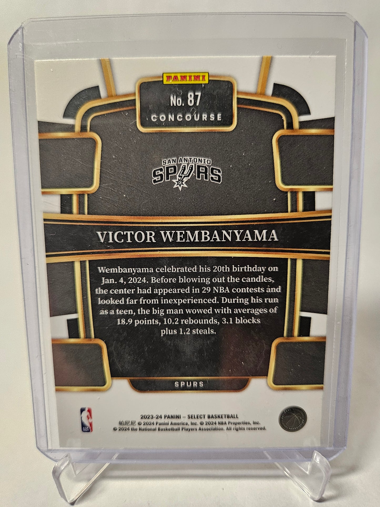 2023-24 Panini Select #87 Victor Wembanyama Rookie Card Concourse