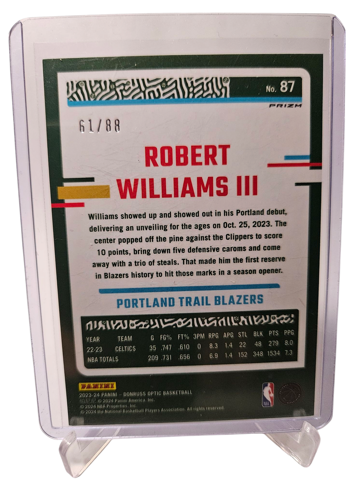 2023-24 Panini Donruss Optic Choice #87 Robert Williams III Red Choice Prizm 61/88