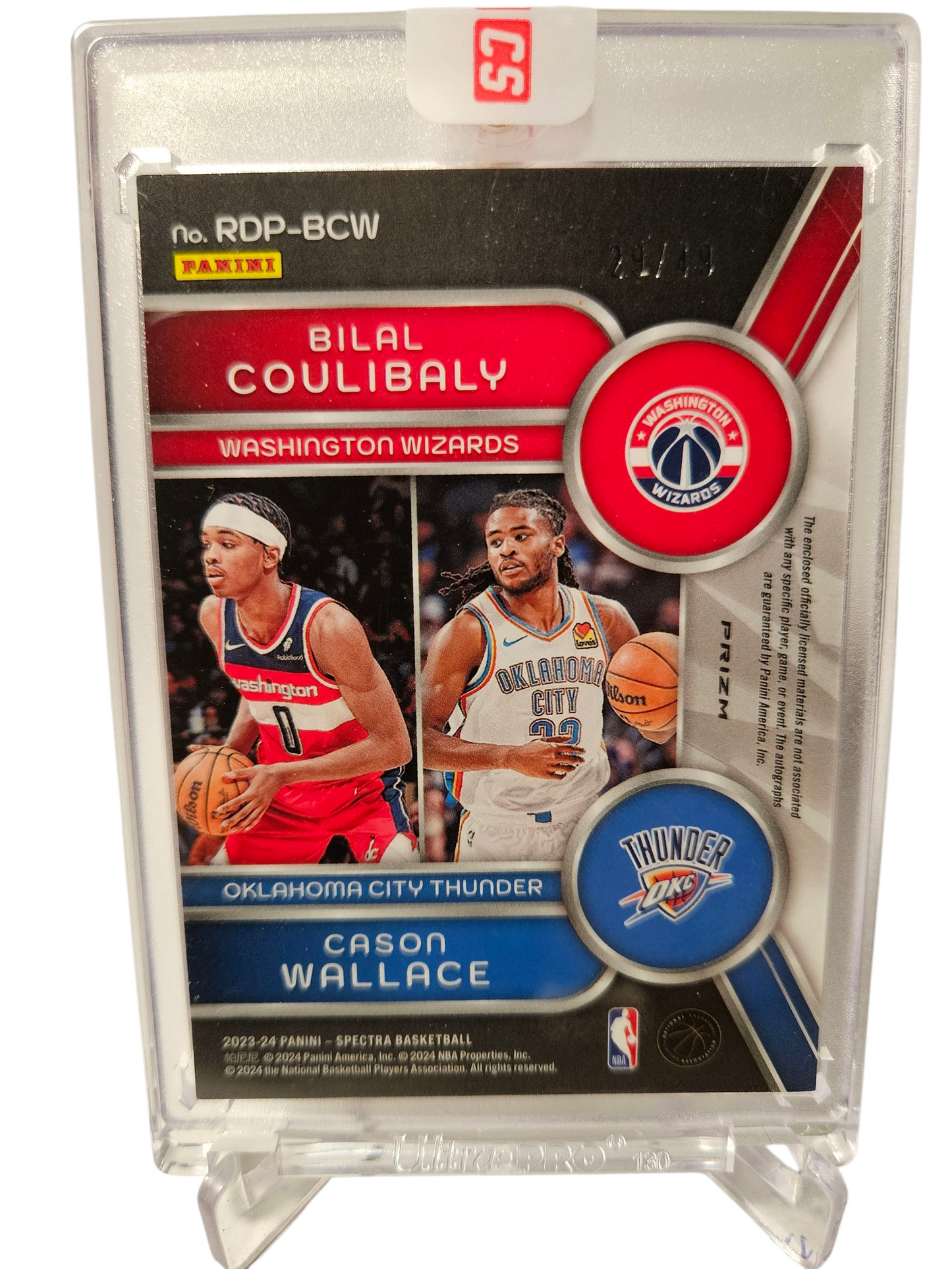 2023-24 Panini Spectra #RDP-BCW Bilal Coulibaly/Cason Wallace Rookie Card Duel Autograph RPA 29/49