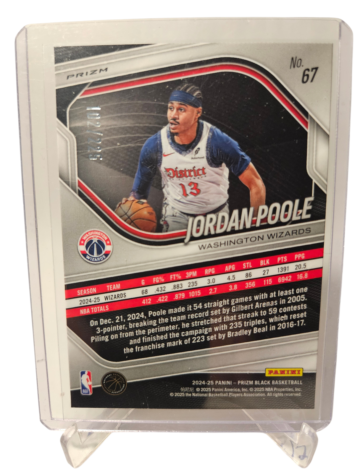 2024-25 Panini Black #67 Jordan Poole Basketball Prizm 102/225