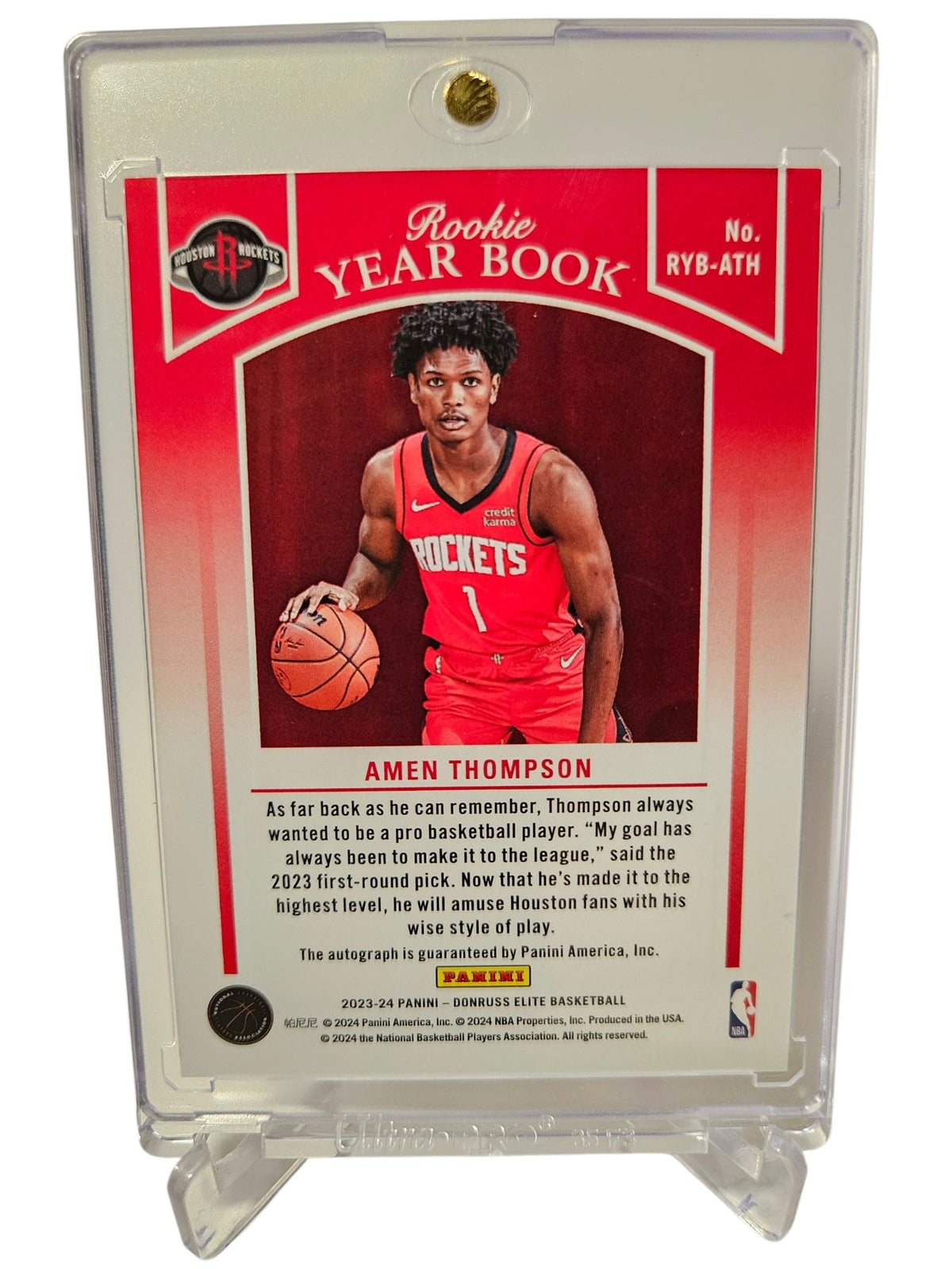 2023-24 Panini Donruss Elite #RYB-ATH Amen Thompson Rookie Year Book Autograph