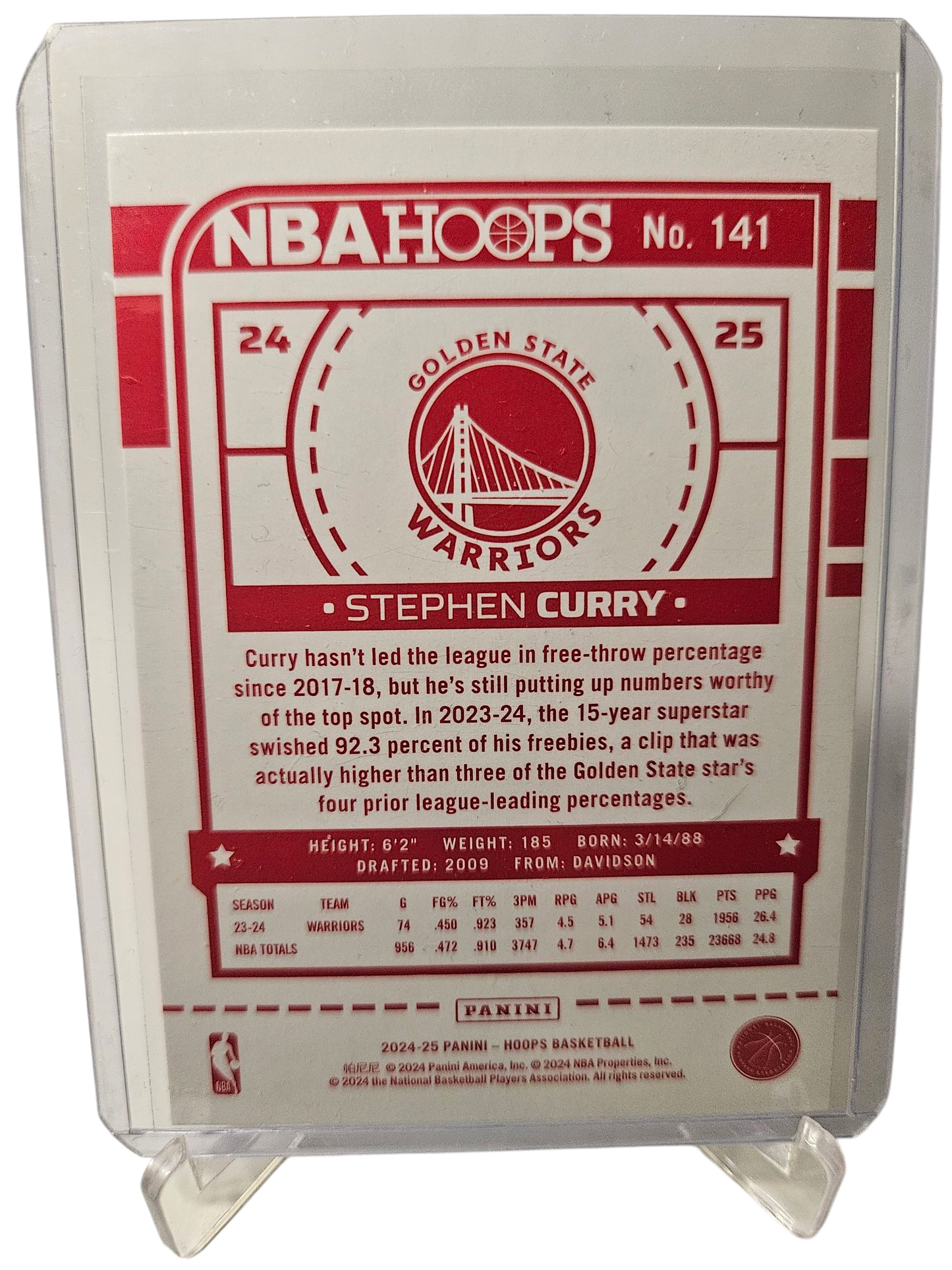 2024-25 Panini Hoops #141 Stephen Curry Red Back SP