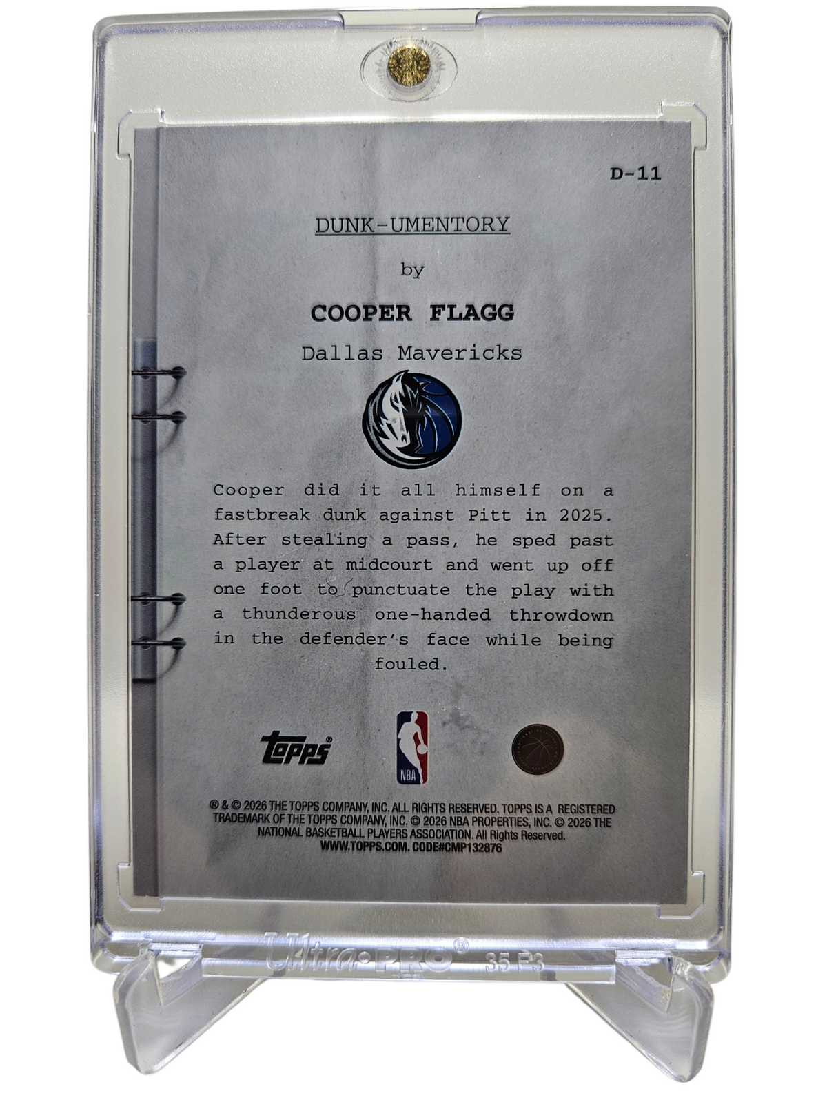 2025-26 Topps Hoops #D-11 Cooper Flag Rookie Card Dunk-Umentory SP