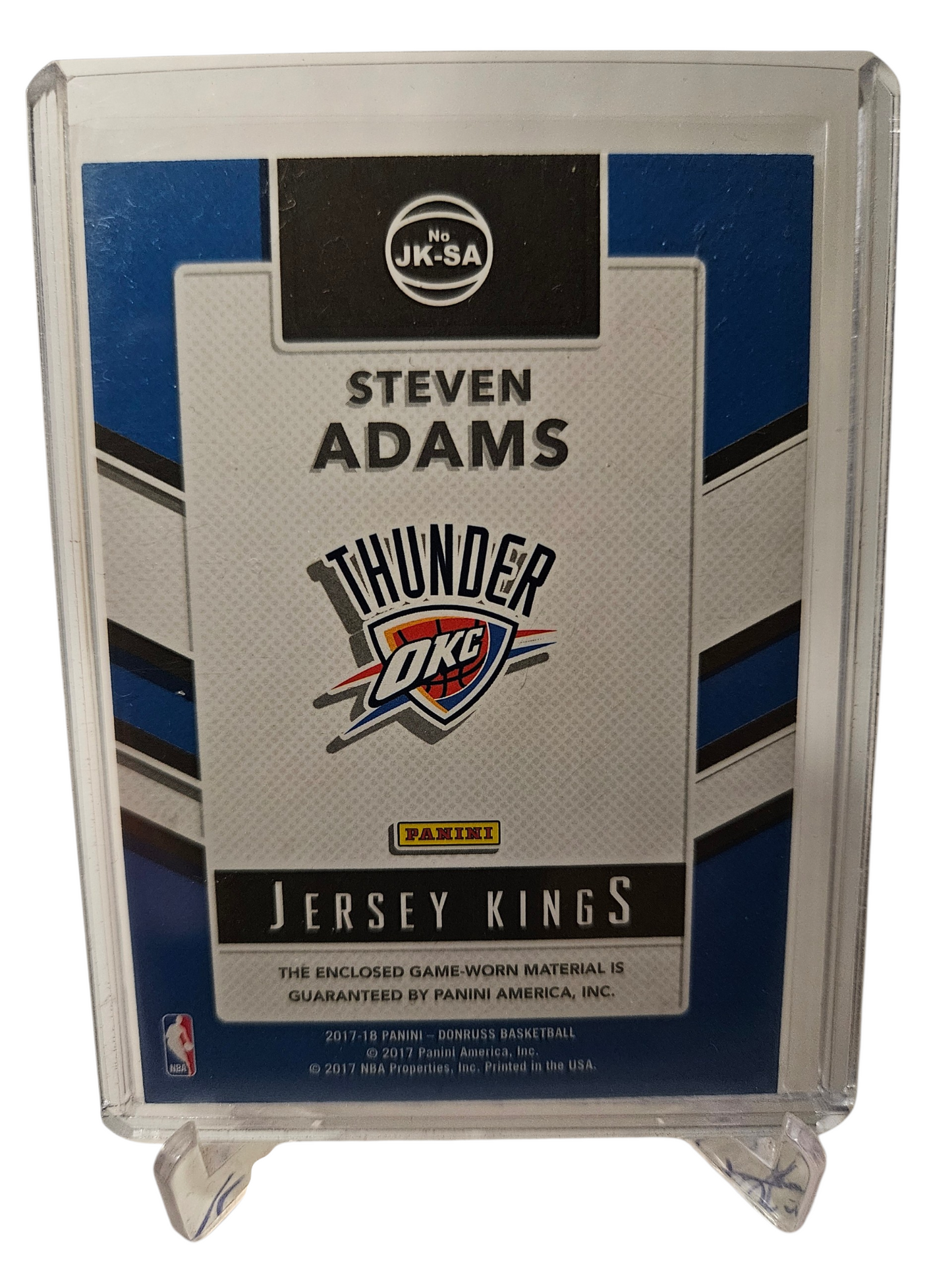 2016-17 Panini Donruss #JK-SA Steven Adams Jersey Kings Game Worn Patch