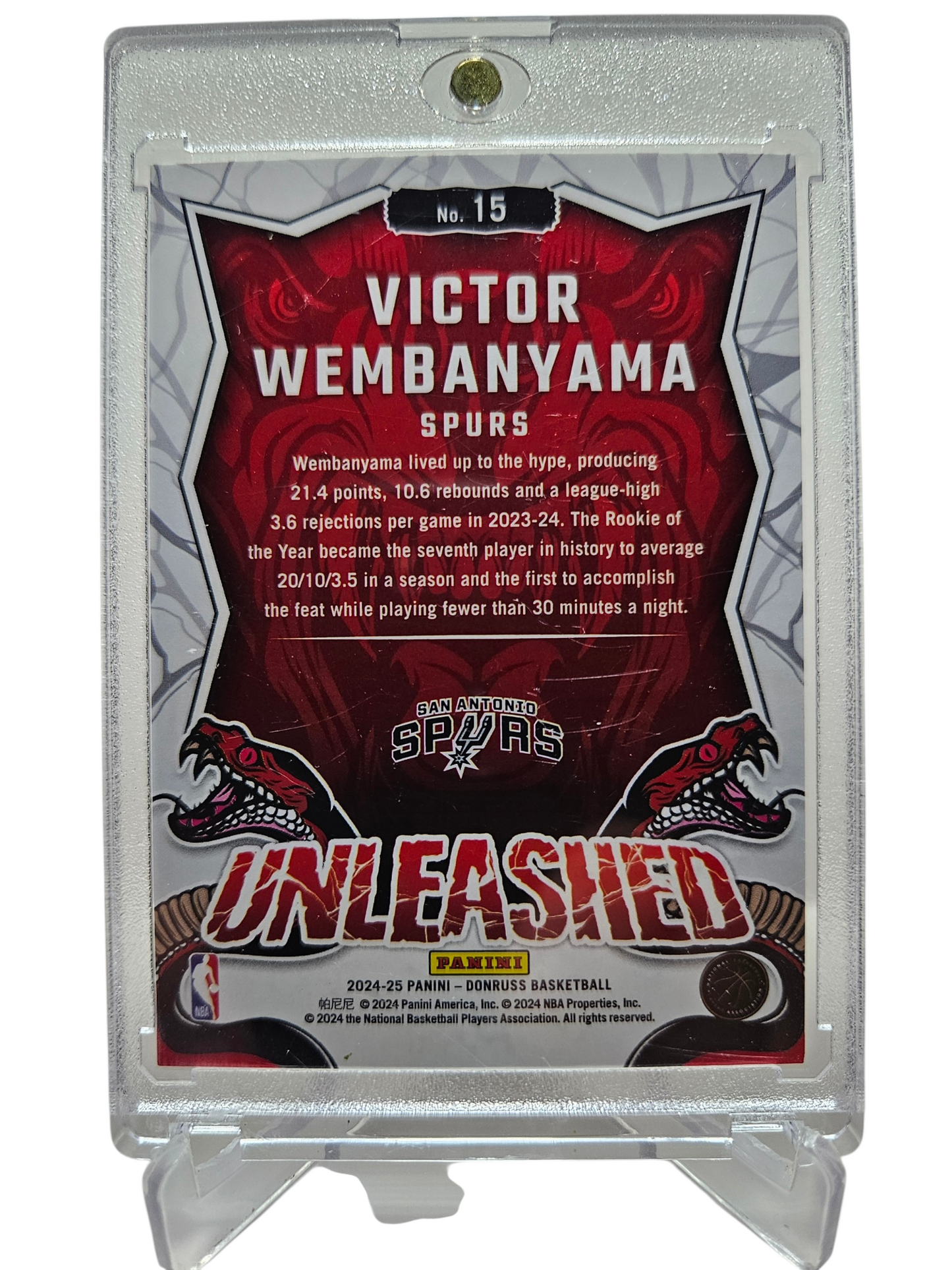 2024-25 Panini Donruss #15 Victor Wembanyama Unleashed Silver Holo Laser 53/99
