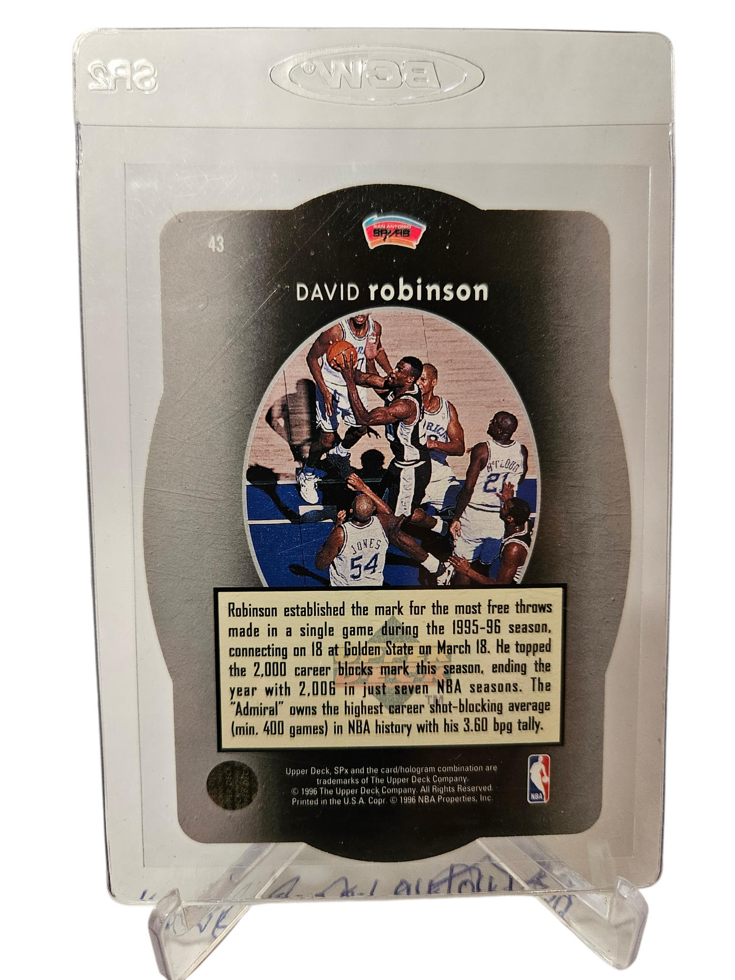 1996 Upper Deck SPX #43 David Robinson Holographic Die Cut