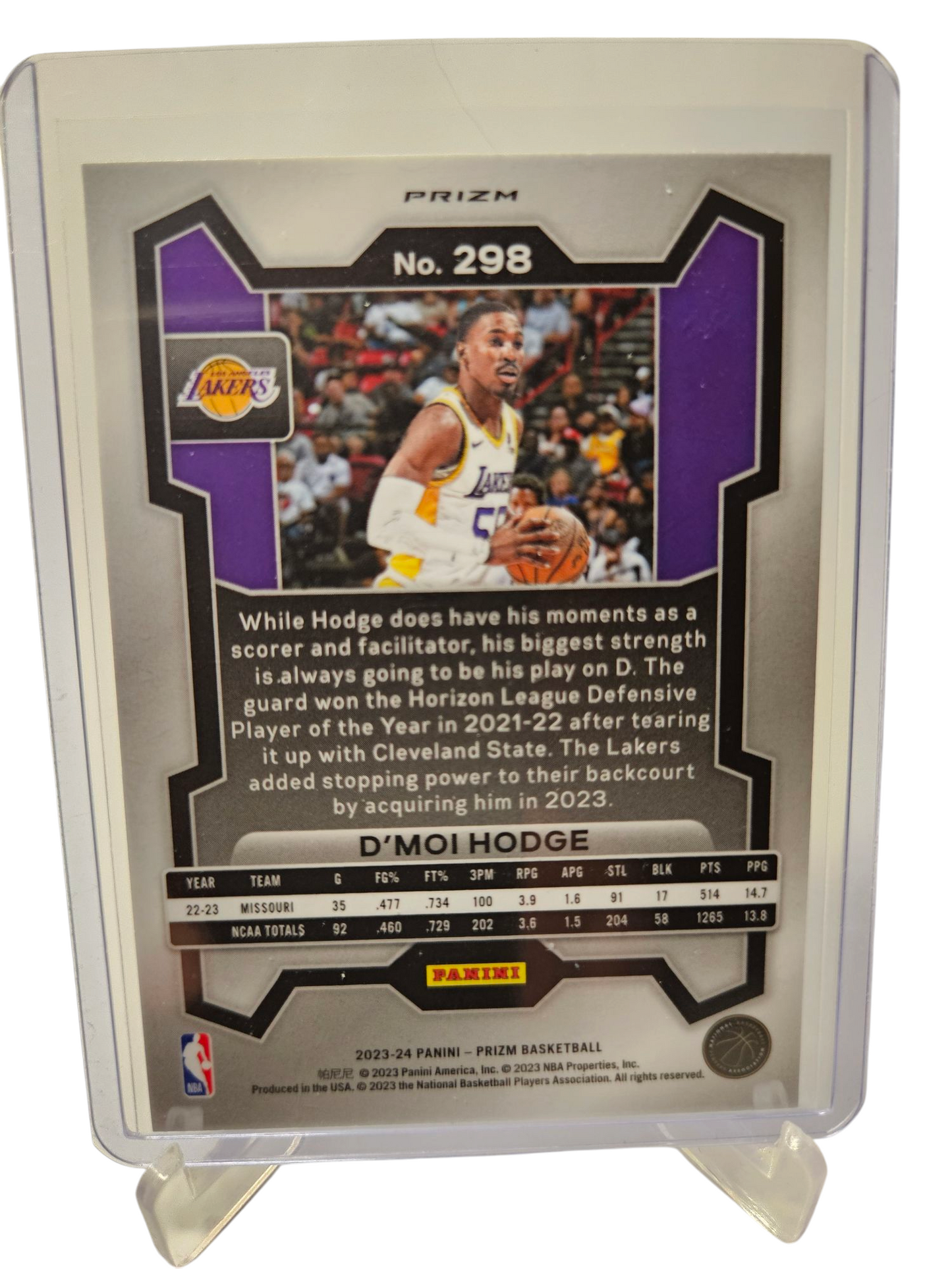 2023-24 Panini Prizm #298 D'Moi Hodge Rookie Card Silver Prizm