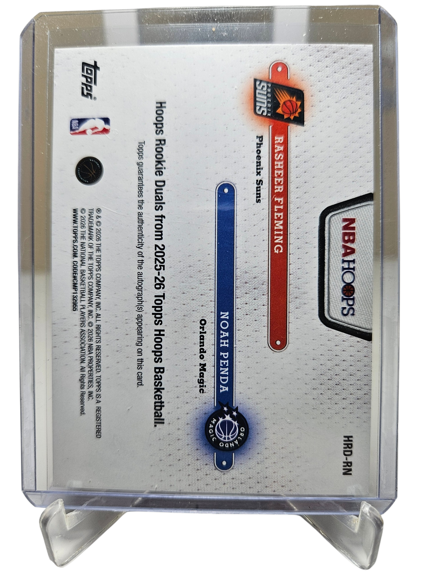 2025-26 Topps Hoops #HRD-RN Rasheer Fleming & Noah Panda Rookie Card Duel Autograph