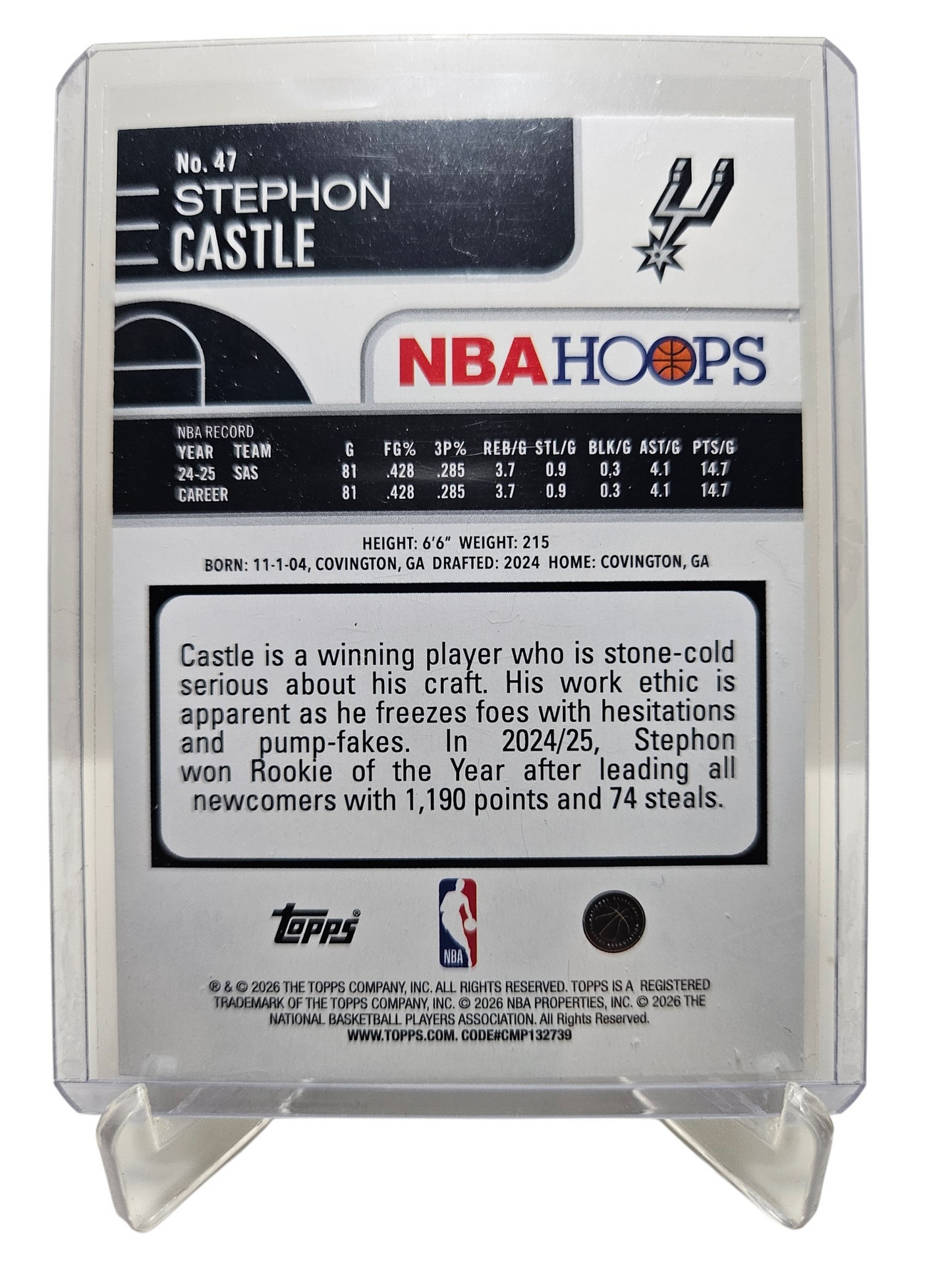 2025-26 Topps Hoops #47 Stephon Castle Rainbow Foil