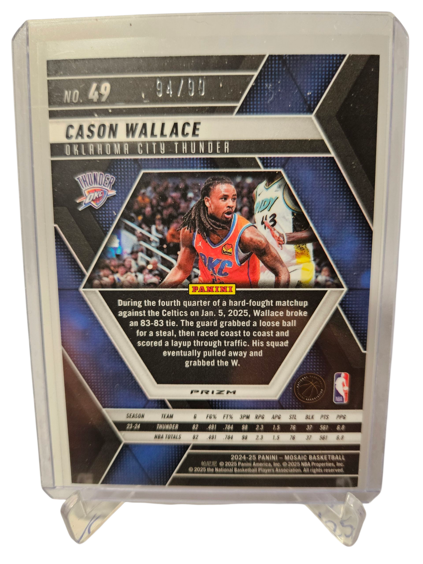 2024-25 Panini Mosaic #49 Cason Wallace Purple Mosaic Prizm 94/99