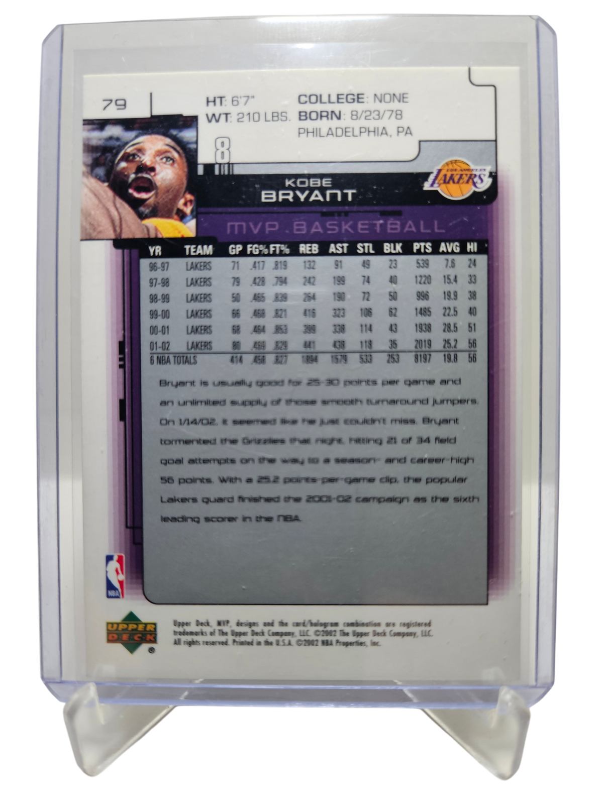 2002 Upper Deck #79 Kobe Bryant MVP
