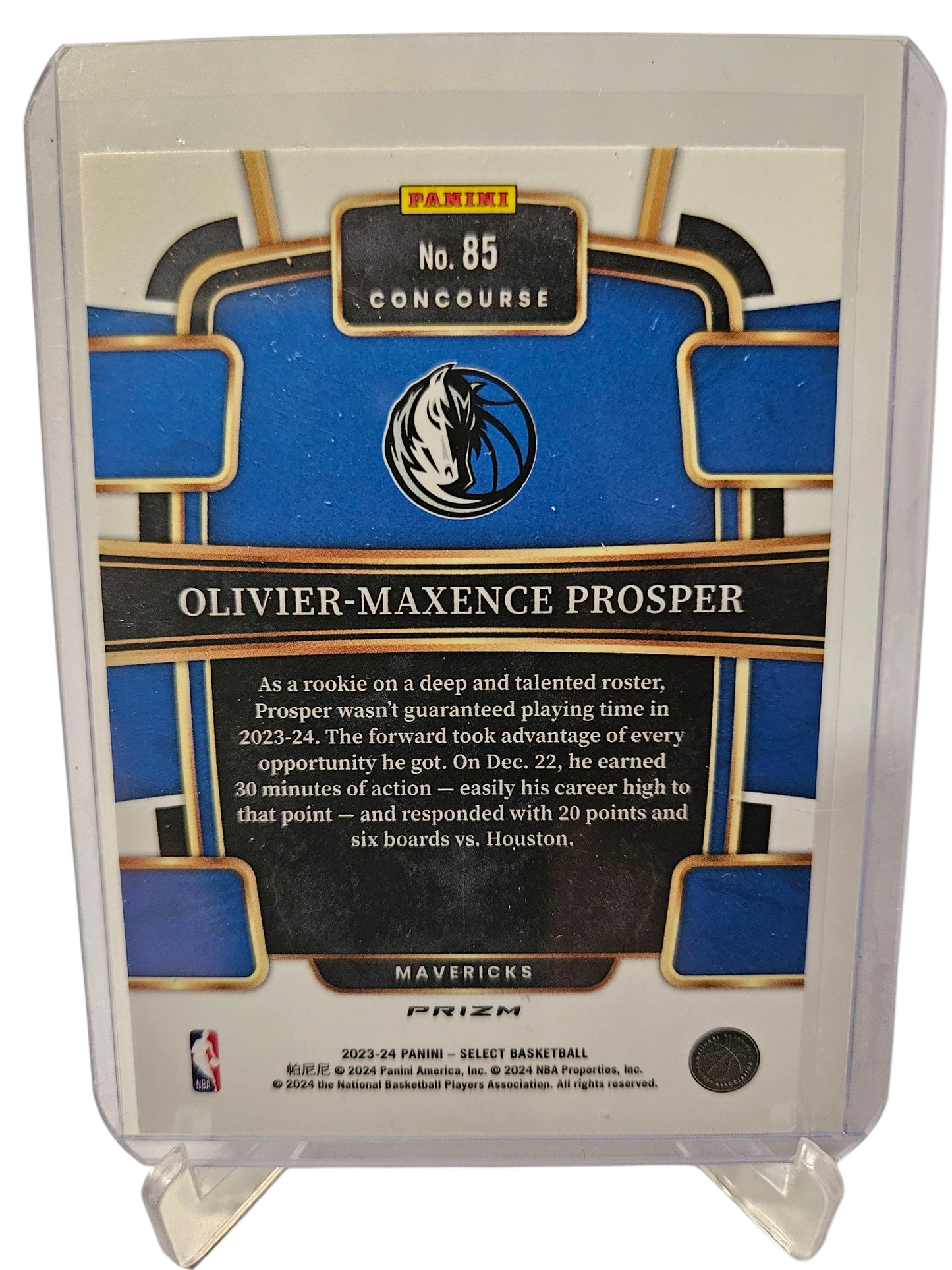 2023-24 Panini Select #85 Oliver-Maxence Prosper Rookie Card Concourse Silver Prizm