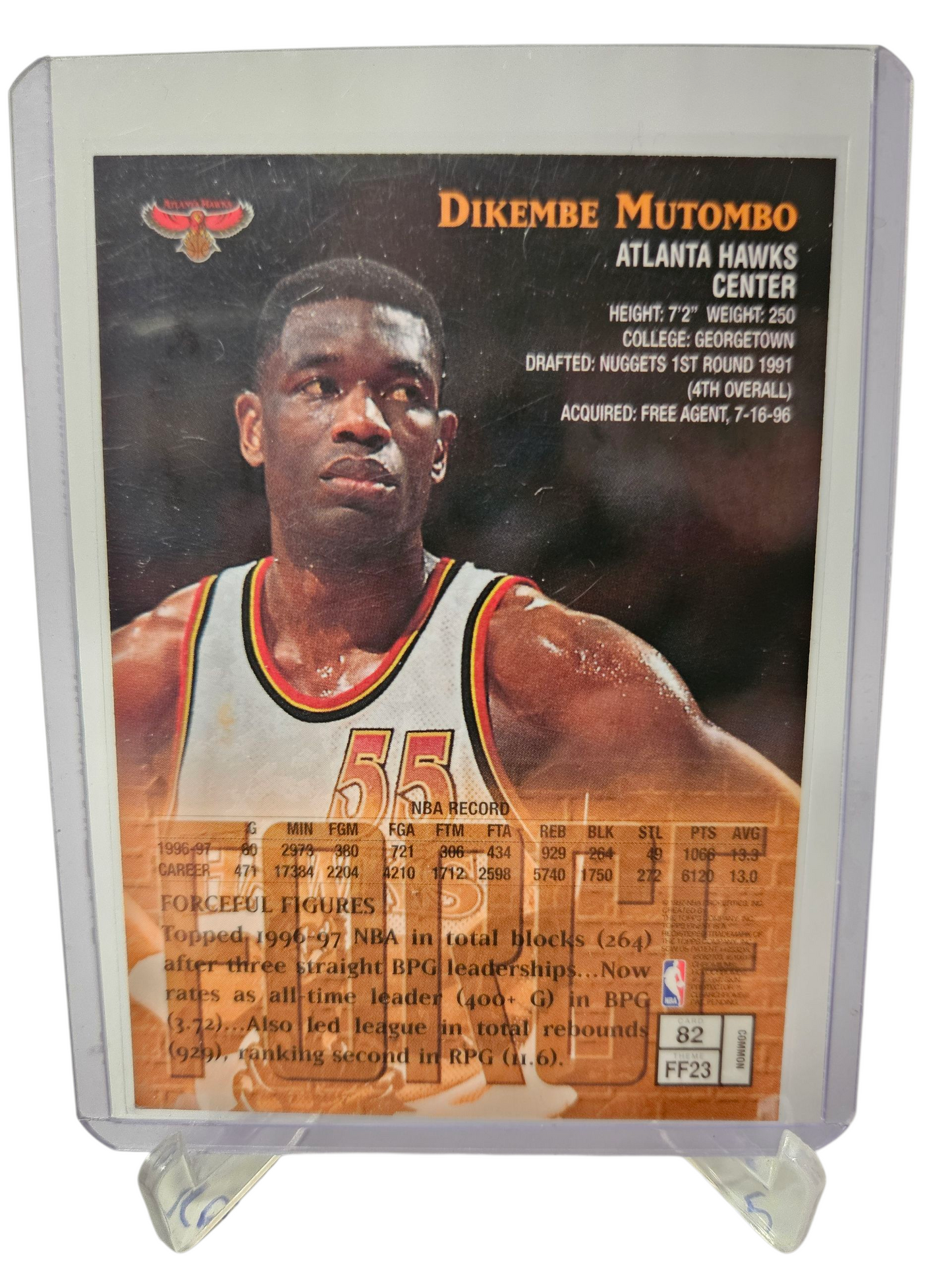 1997 Topps Finest #82 Dikembe Mutombo Force With Protective Coating