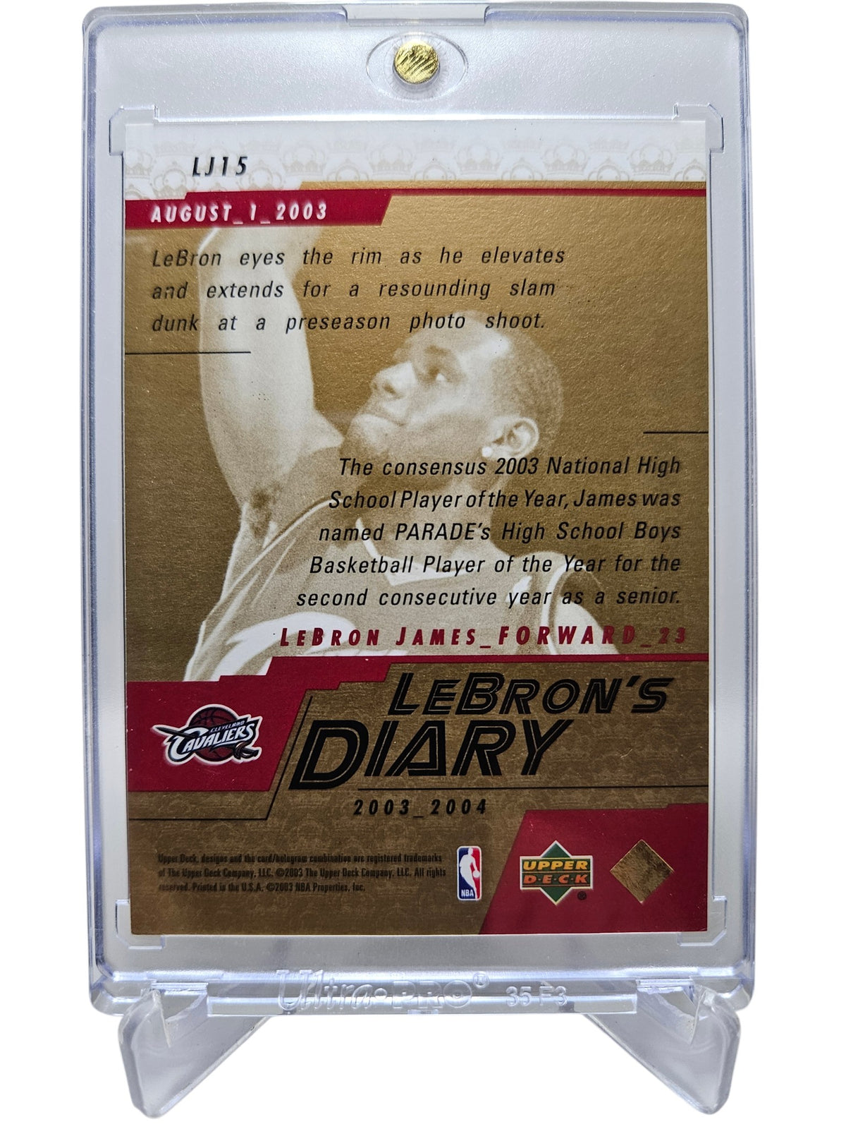 2003-04 Upper Deck #LJ15 Lebron James Rookie Card Lebrons Dairy