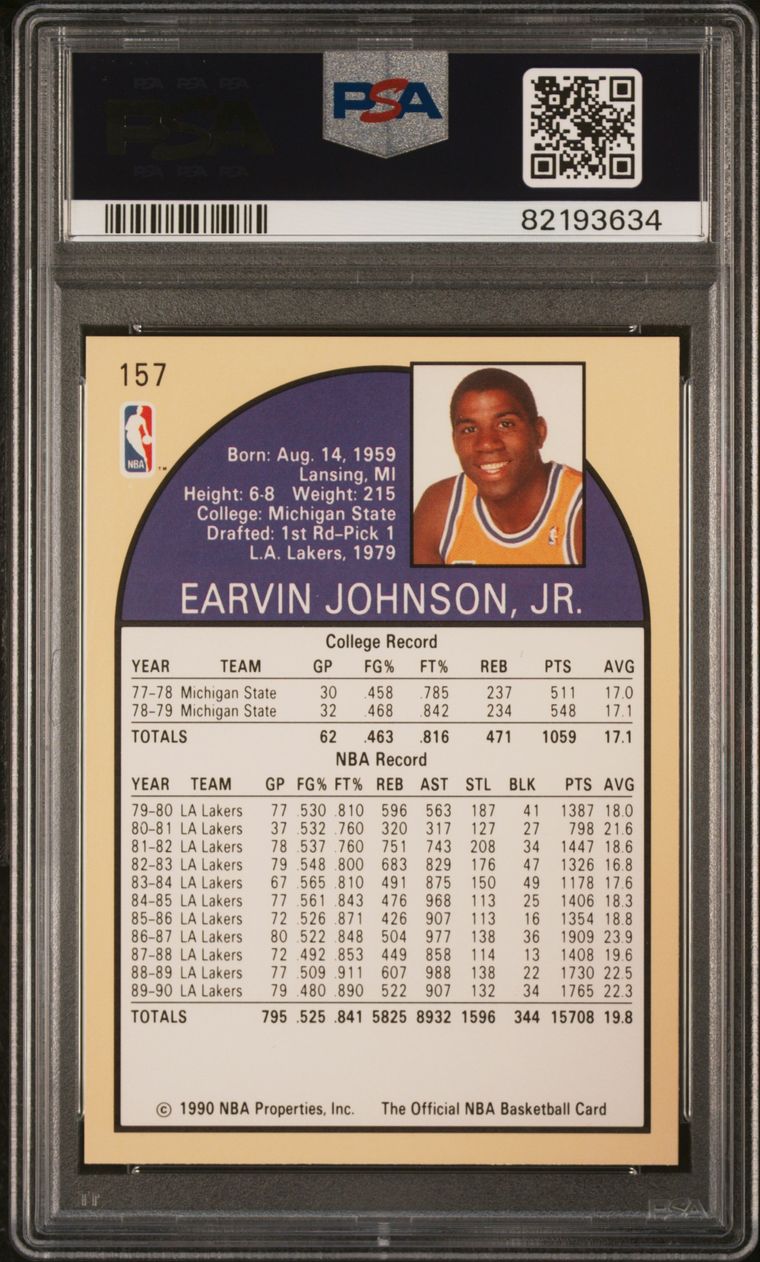 1990 Hoops #157 Magic Johnson MVP PSA 9 Mint