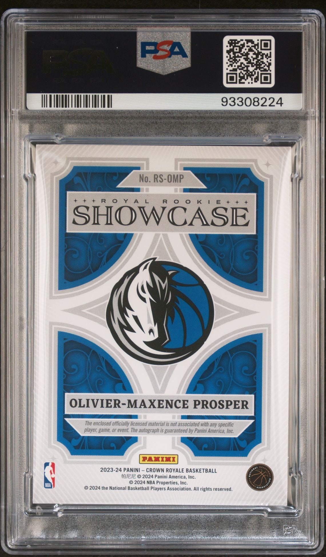 2023-24 Panini Crown Royale #RS-OMP Oliver-Maxence Prosper Royal Rookie Showcase Autograph Gold 04/10 PSA10 Auto