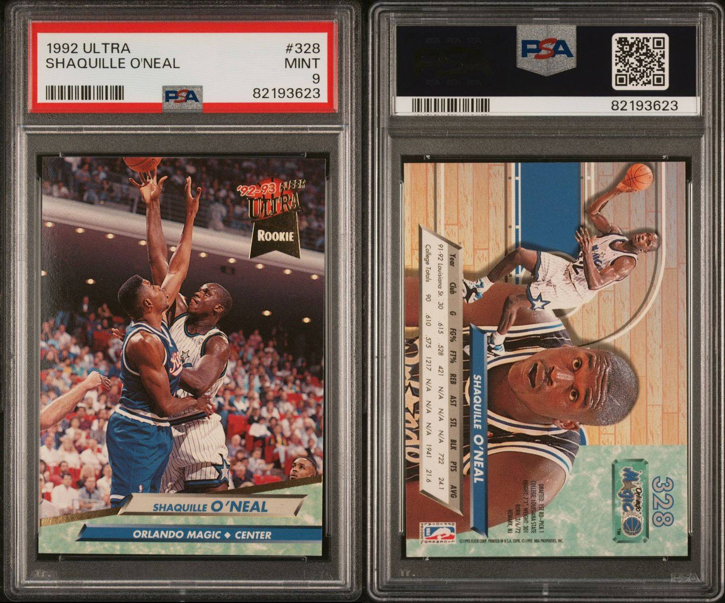 1992 Fleer Ultra #328 Shaquille O'Neal Rookie Card PSA 9 Mint