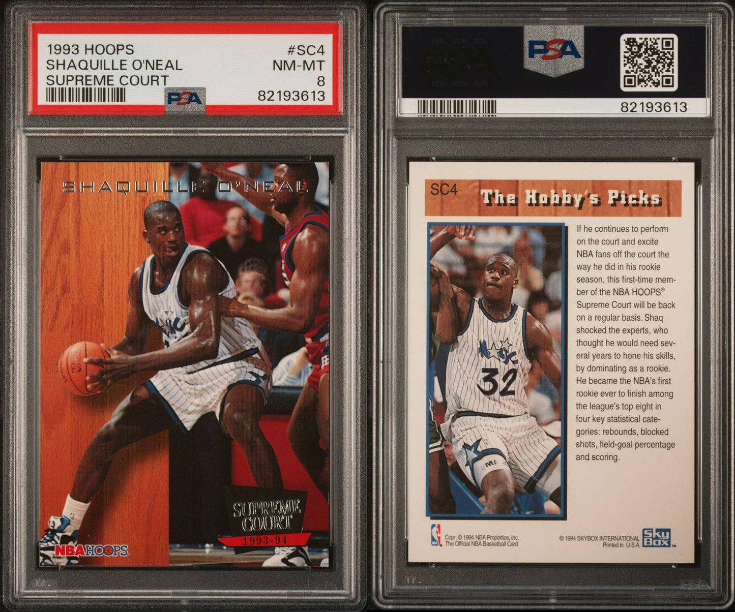 1993 Hoops #SC4 Shaquille O'Neal Supreme Court PSA 8 Near Mint