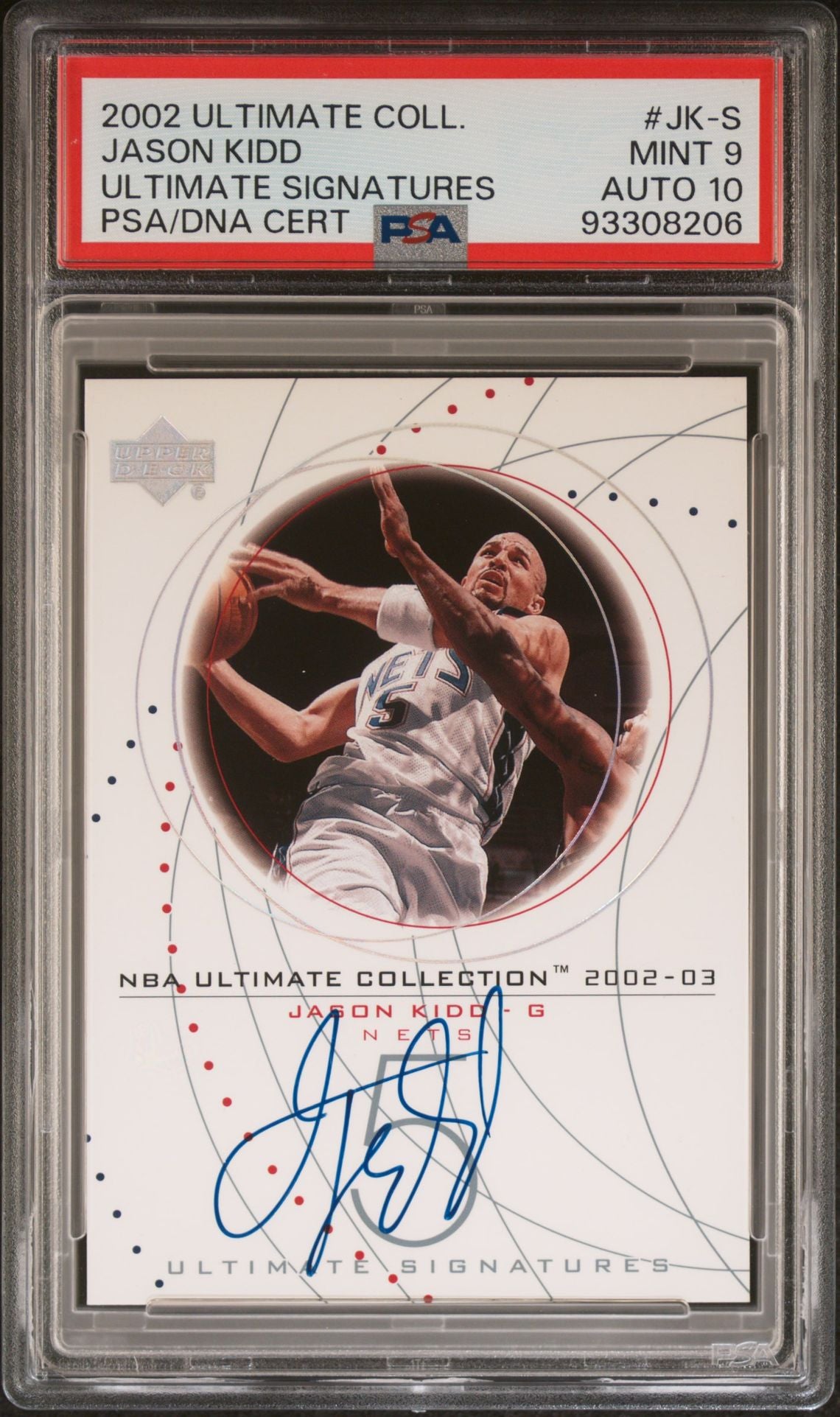 2002-03 Upper Deck #JK-S Jason Kidd Ultimate Signatures On Card Autograph PSA10 Auto