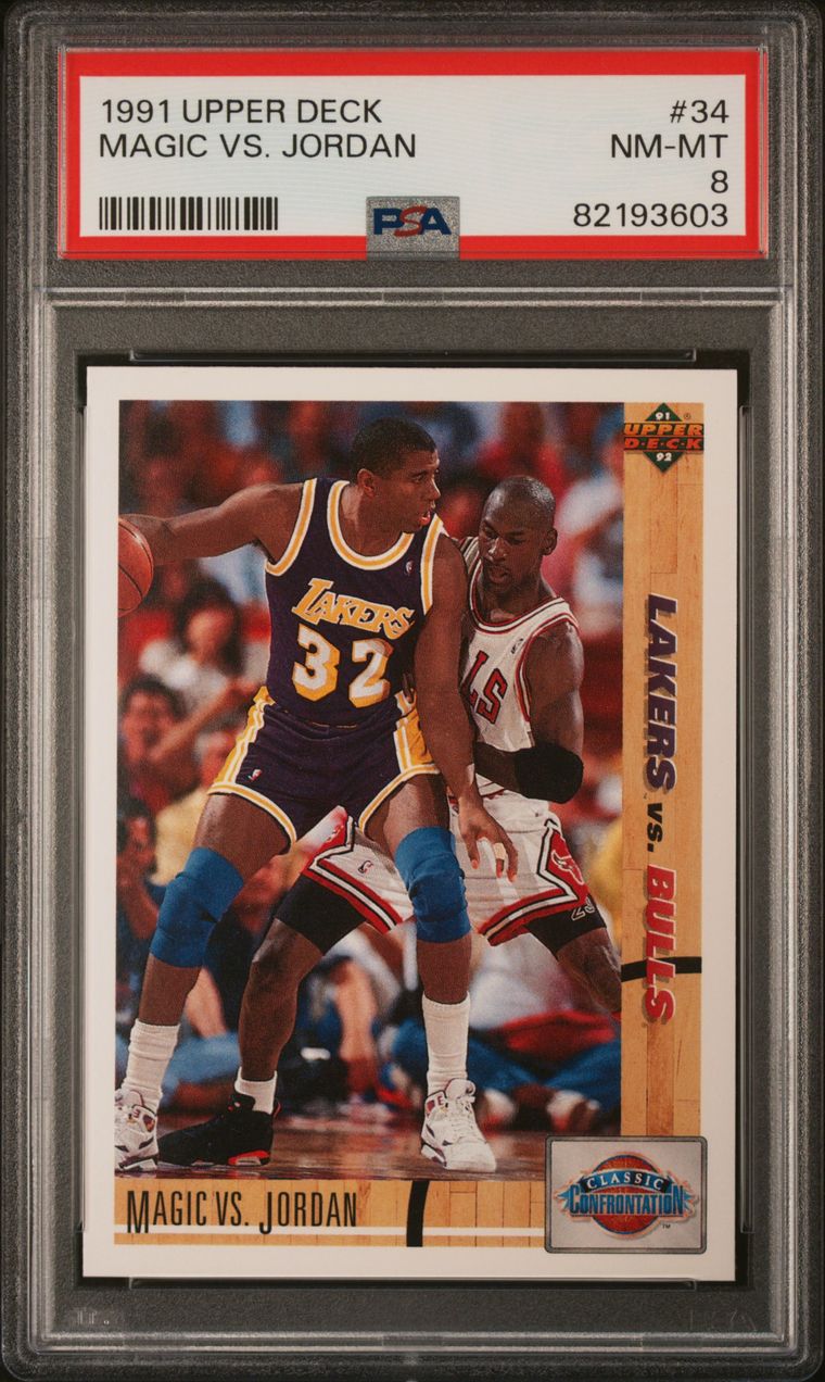 1991 Upper Deck #34 Magic vs Jordan PSA 8 Near Mint