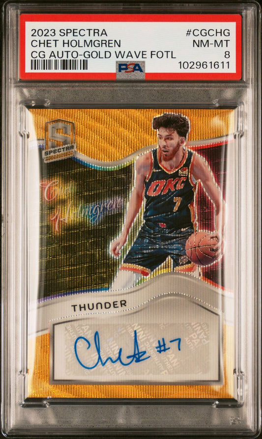 2023-24 Panini Spectra #CG-CHG Chet Holmgren Colorgraphs Autograph Gold 1/3 PSA8 NM-MT