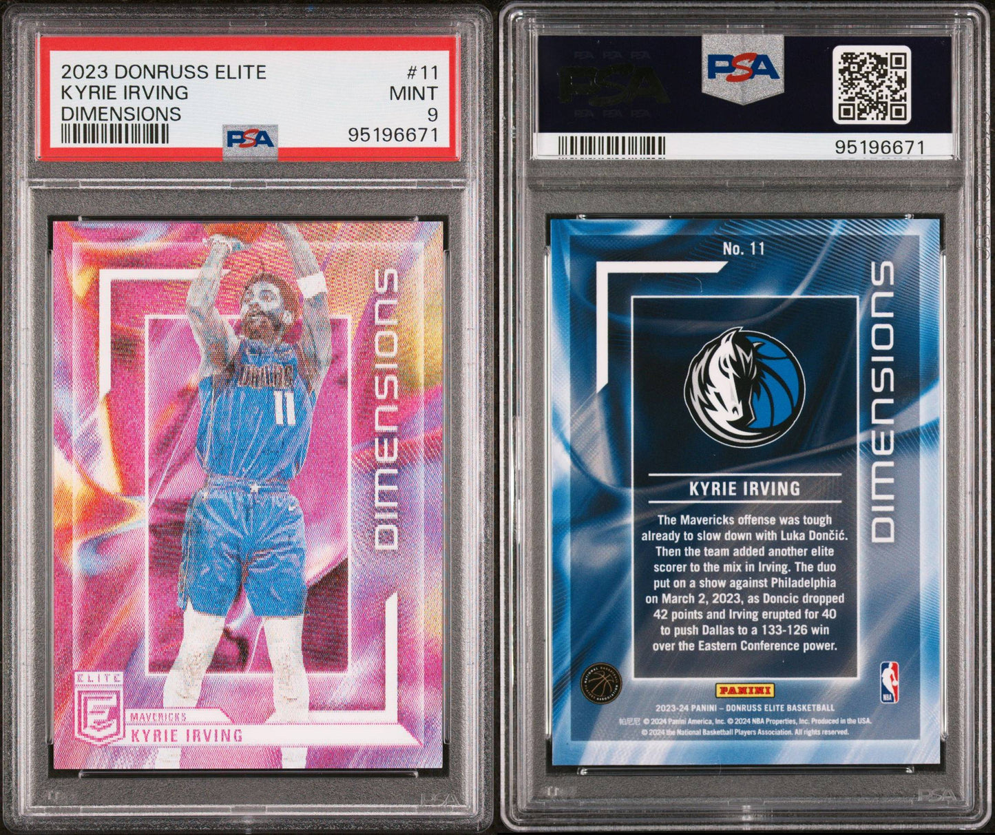 2023-24 Panini Donruss Elite #11 Kyrie Irving Dimensions Case Hit SSP PSA9 Mint