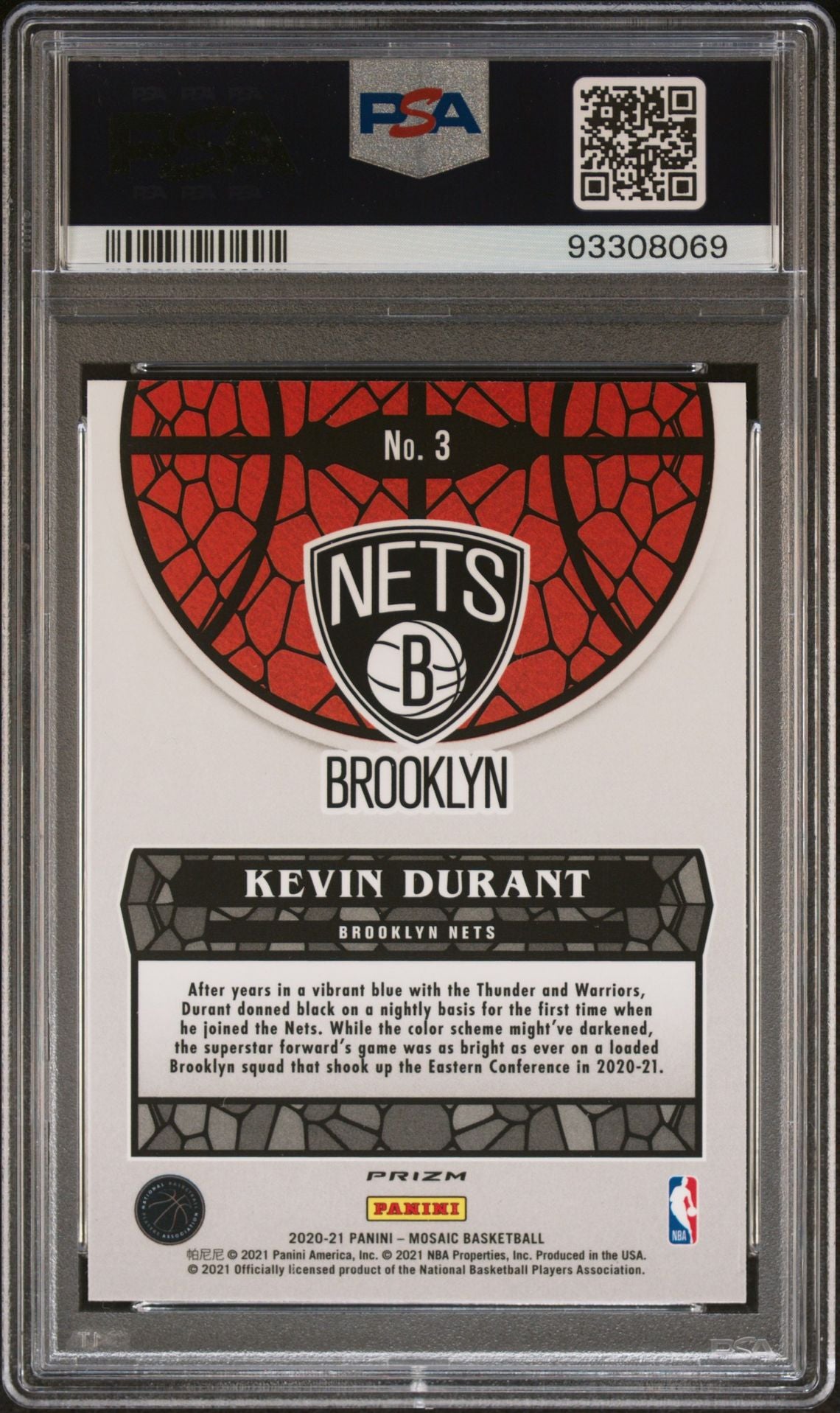 2029-21 Panini Mosaic #3 Kevin Durant Stained Glass Case Hit SP PSA7 Near Mint