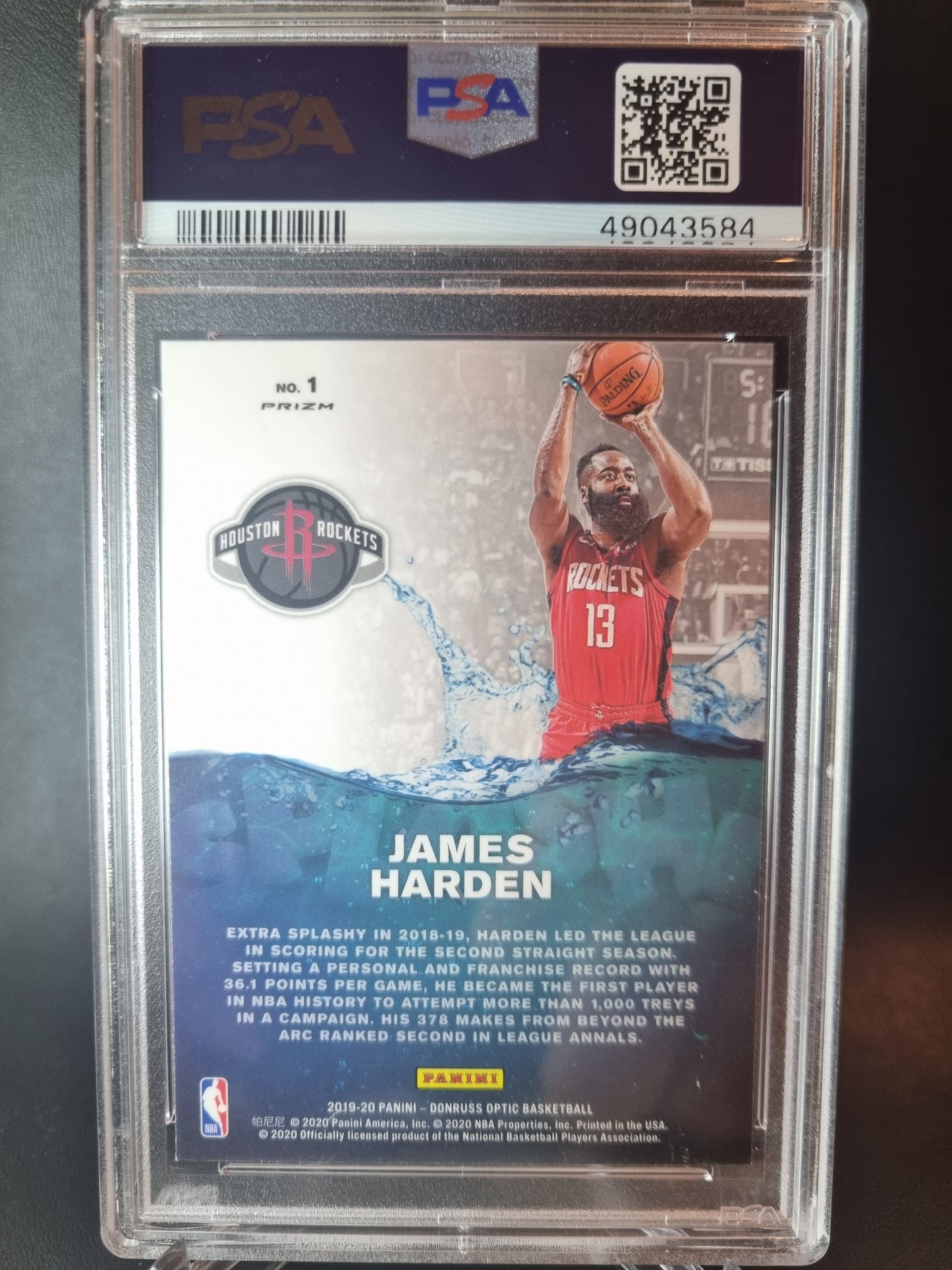 2019 Panini Donruss Optic #1 James Harden Splash Purple PSA 9 Mint