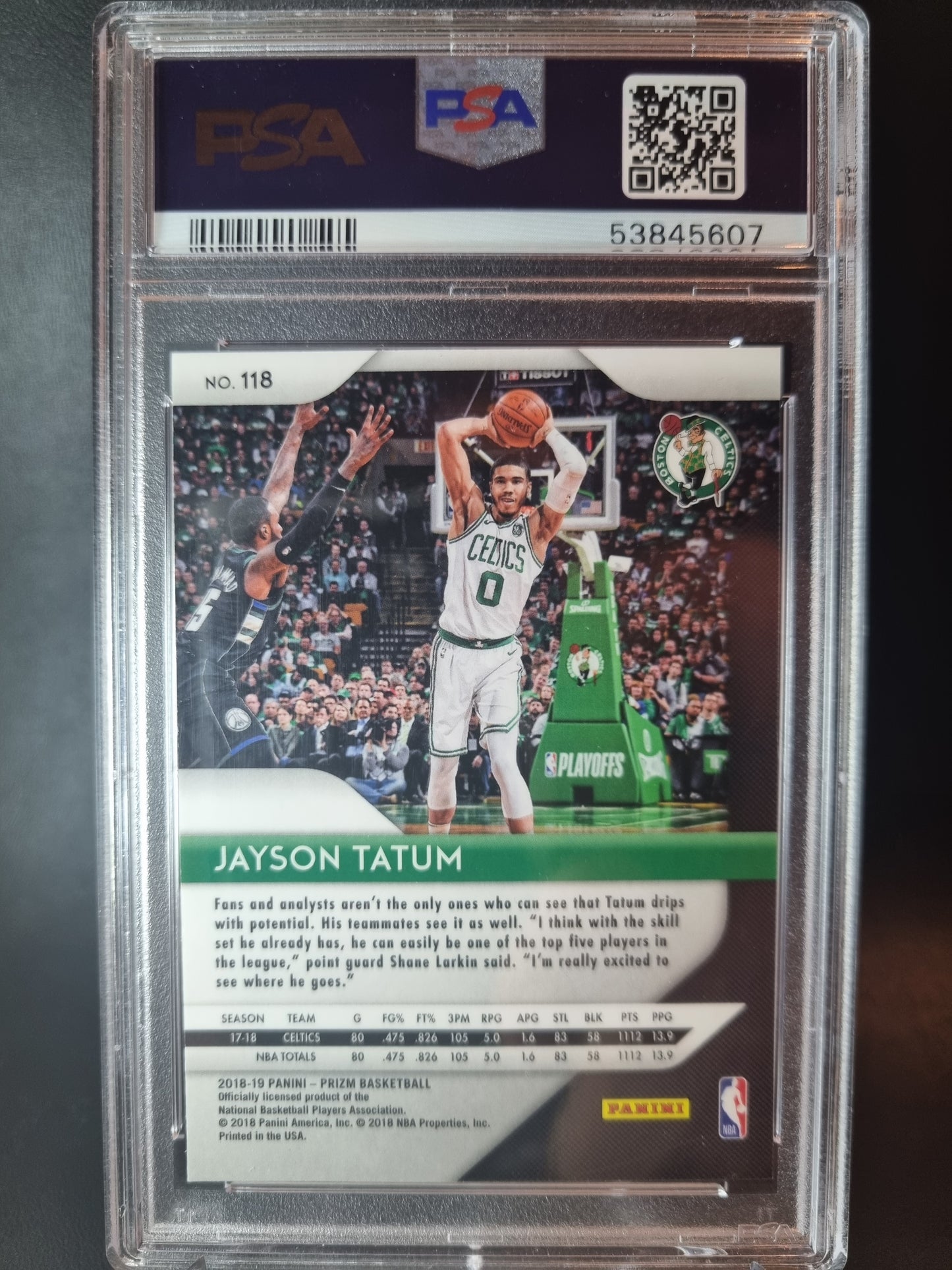 2018 Panini Prizm #118 Jayson Tatum Rookie Card PSA 9 Mint