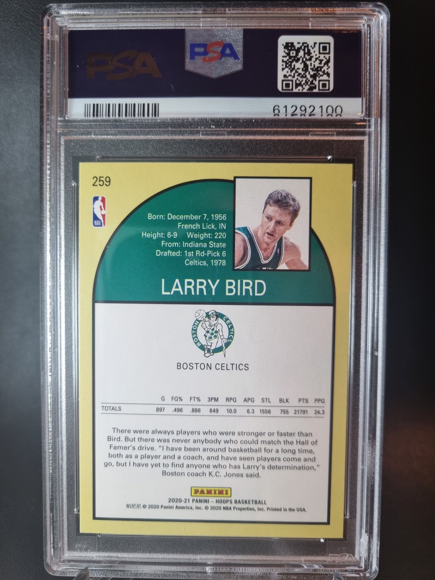 2020 Panini Hoops #259 Larry Bird PSA 9 Mint