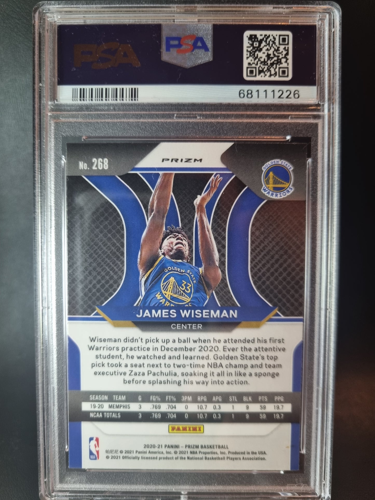 2020 Panini Prizm #268 James Wiseman Rookie Card Silver PSA 9 Mint