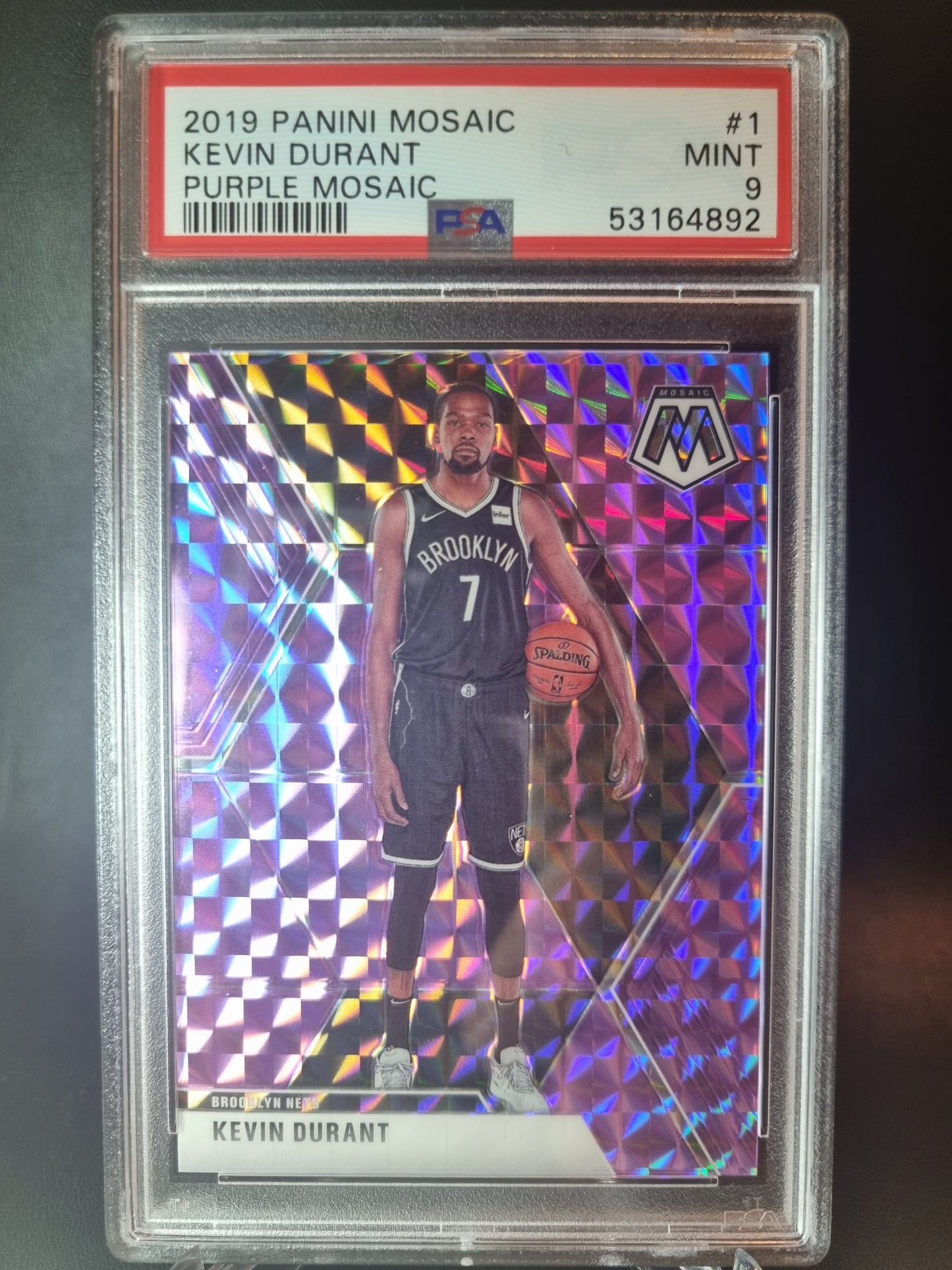 2019 Panini Mosaic #1 Kevin Durant Purple 31/49 PSA 9 Mint