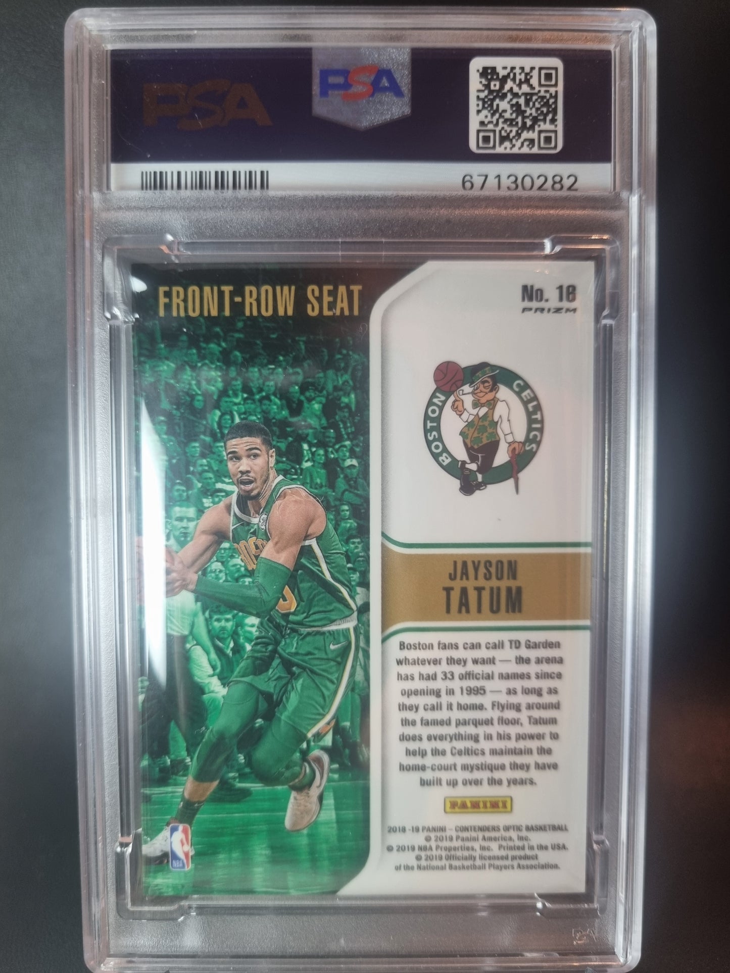 2018 Panini Contenders Optic #16 Jayson Front Row Seat Red Cracked Ice PSA 9 Mint