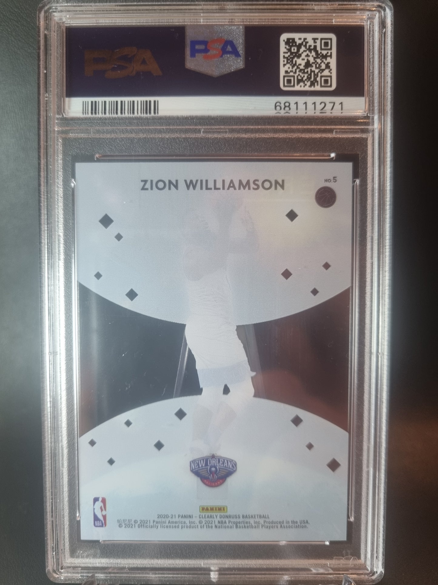 2020 Clearly Donruss #5 Zion Williamson Zero Gravity PSA 9 Mint