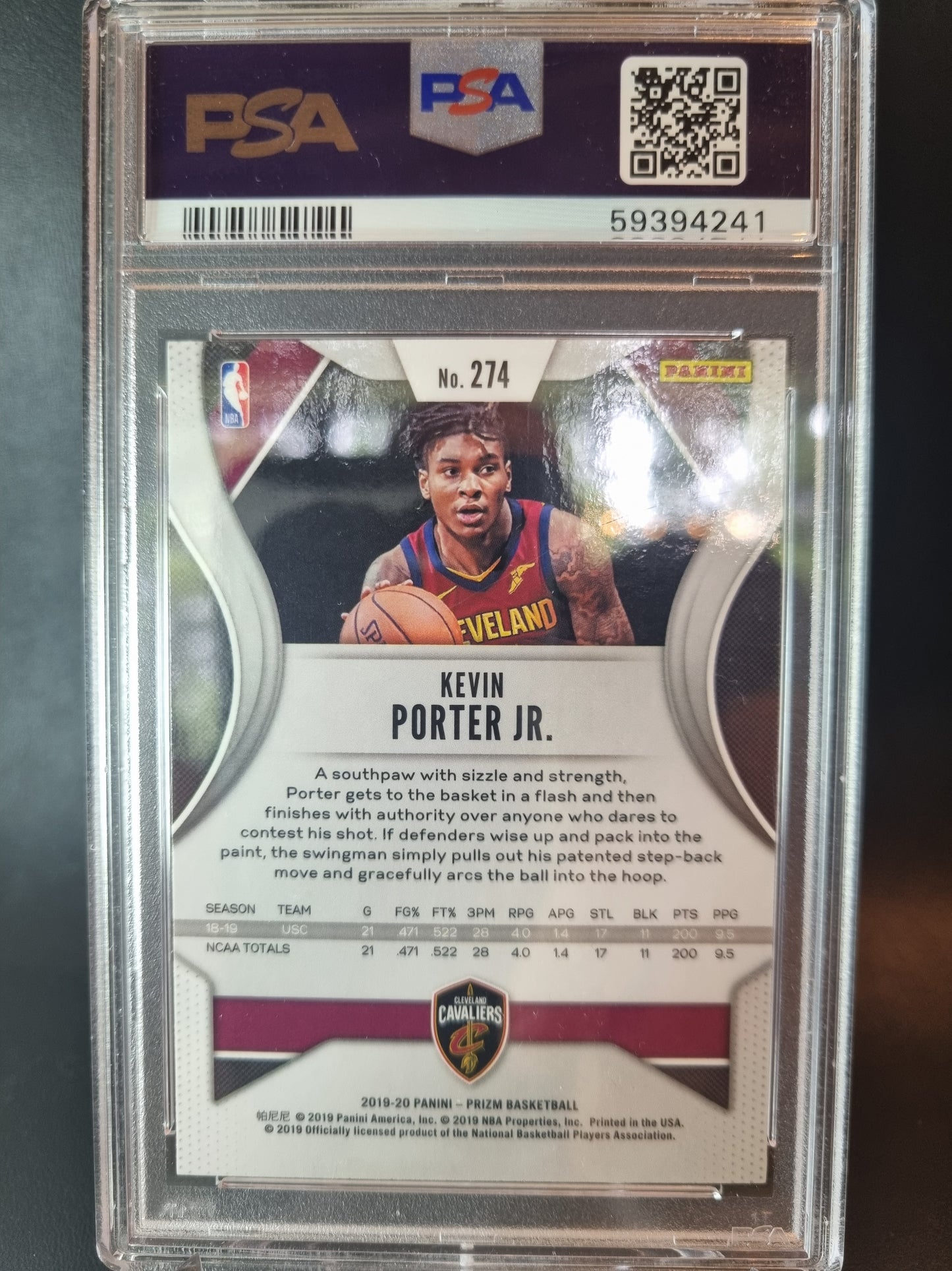 2019 Panini Prizm #274 Kevin Porter Junior Rookie Card PSA 9 Mint