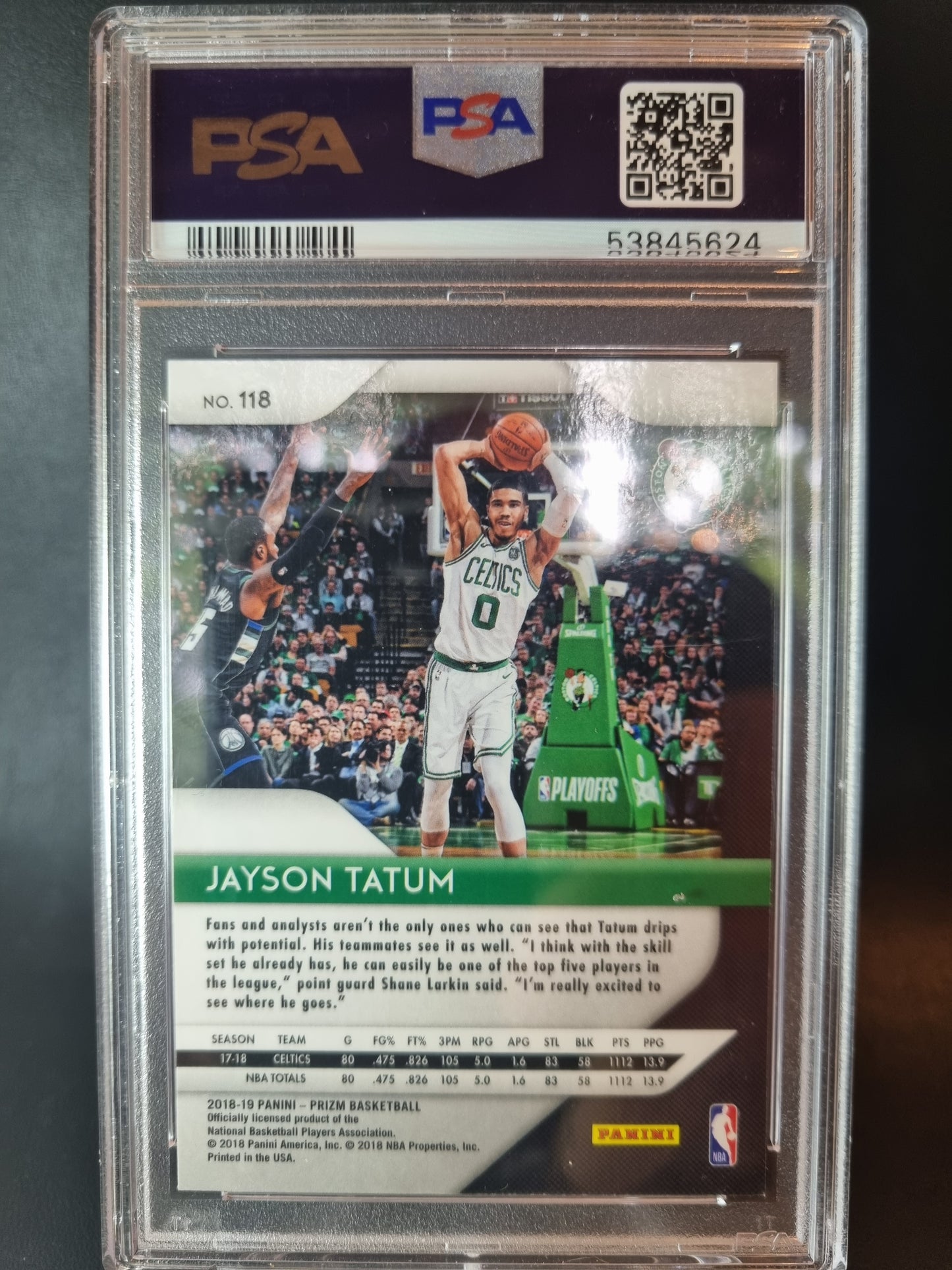 2018 Panini Prizm #118 Jayson Tatum PSA 9 Mint