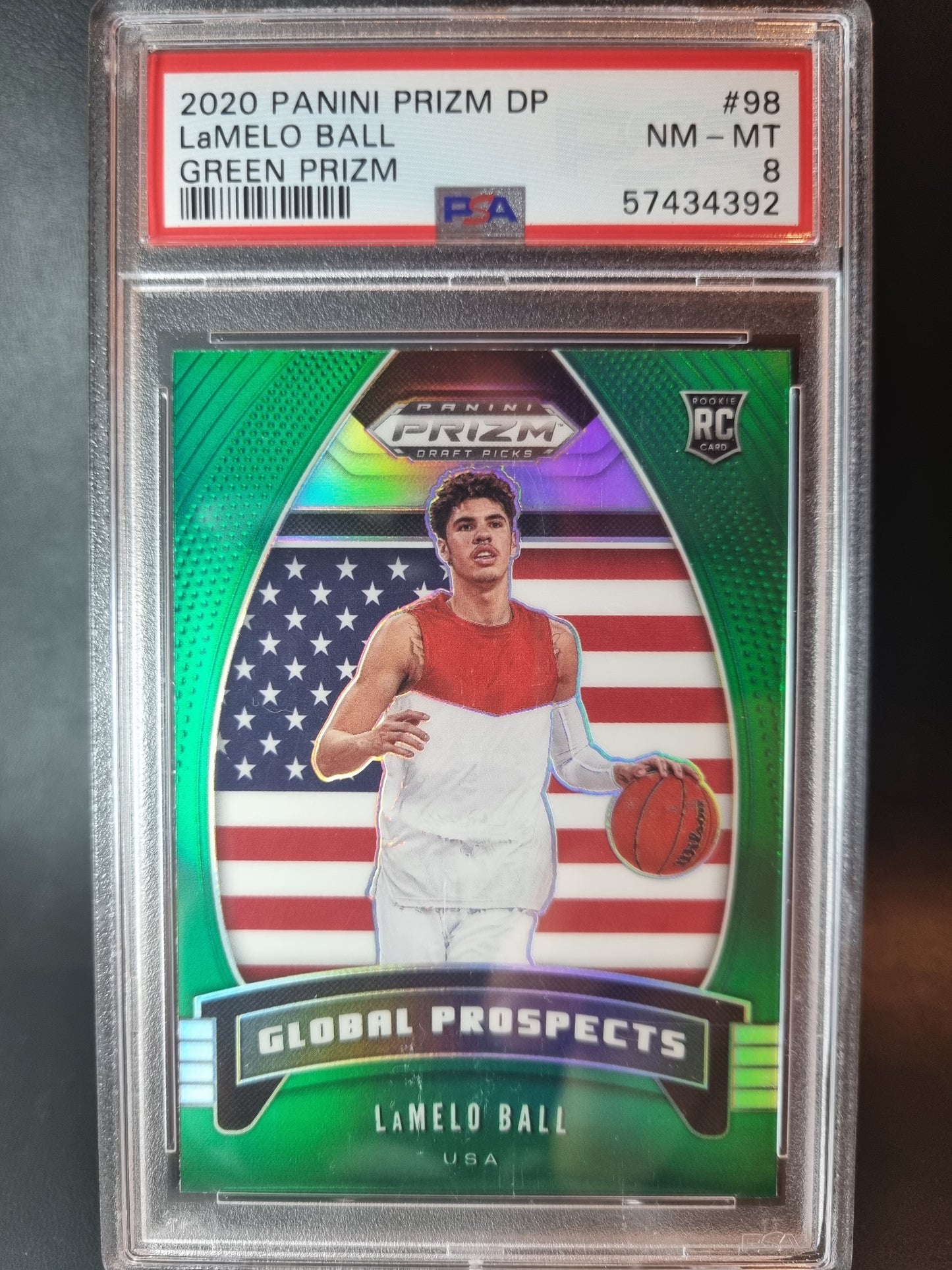 2020 Panini Green  Prizm LaMelo Ball Rookie Card PSA 8 Near Mint