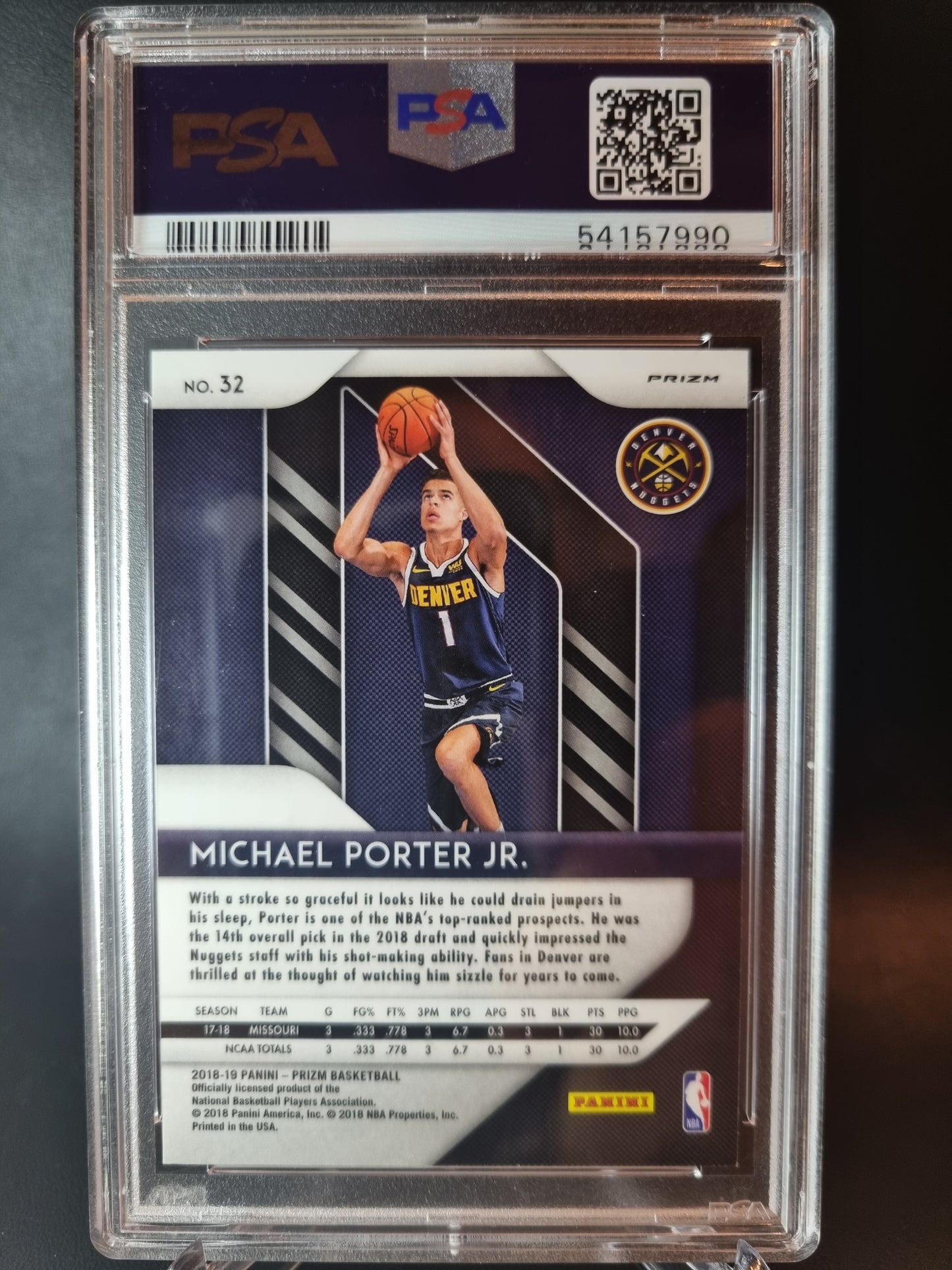 2018 Panini Prizm #32 Michael Porter Junior Rookie Card Silver PSA 9 Mint