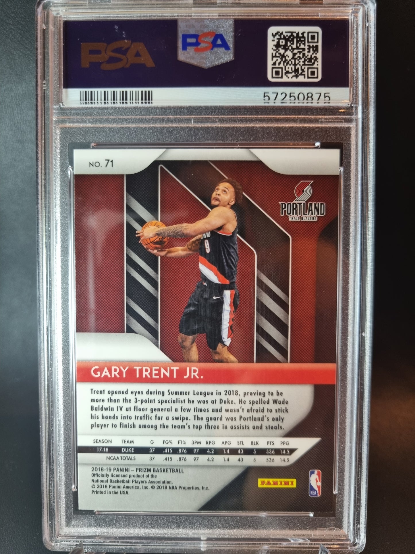 2018 Panini Prizm #71 Gary Trent Junior Rookie Card PSA 9 Mint