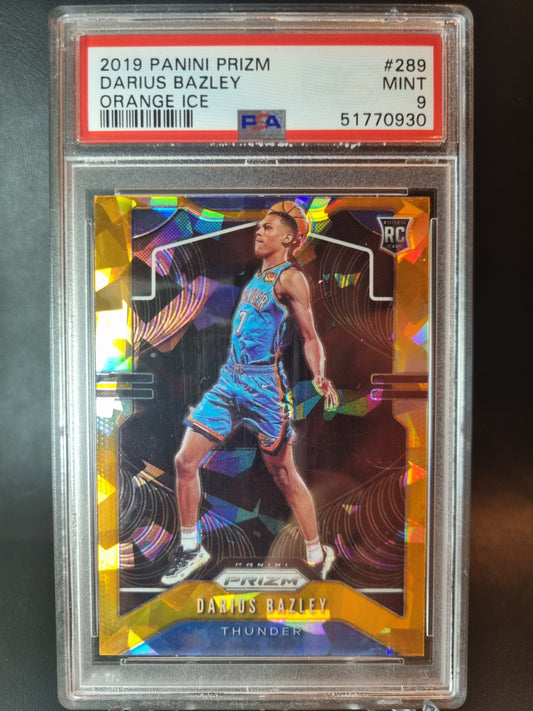 2019 Panini Prizm #289 Orange Cracked Ice Darius Bazley Rookie Card PSA 9 Mint