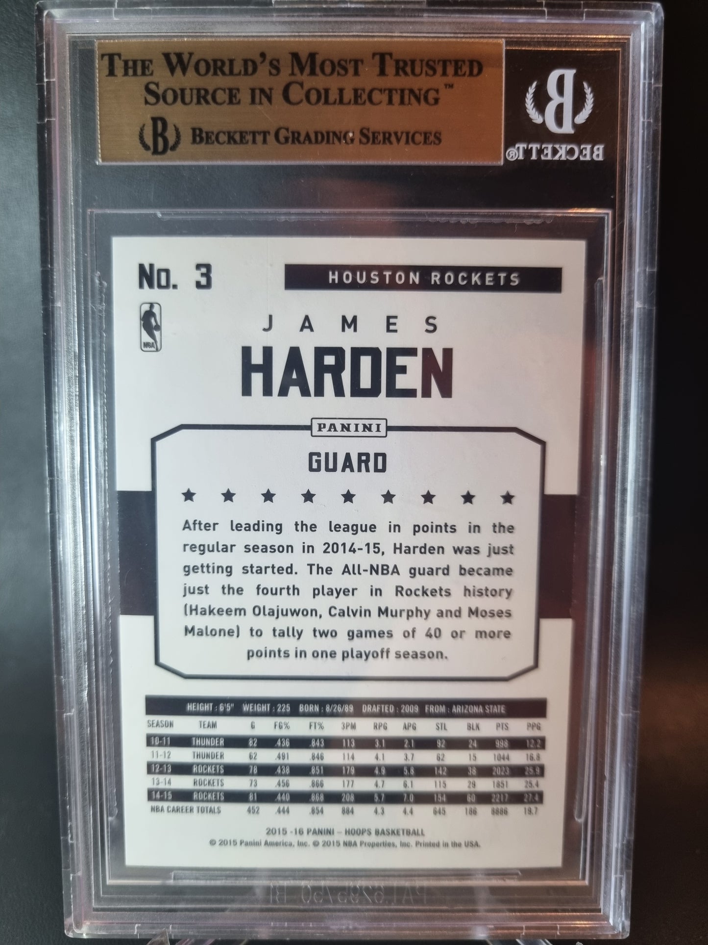 2015 Hoops Red #3 James Harden 120/299 BGS 9.5 Gem Mint