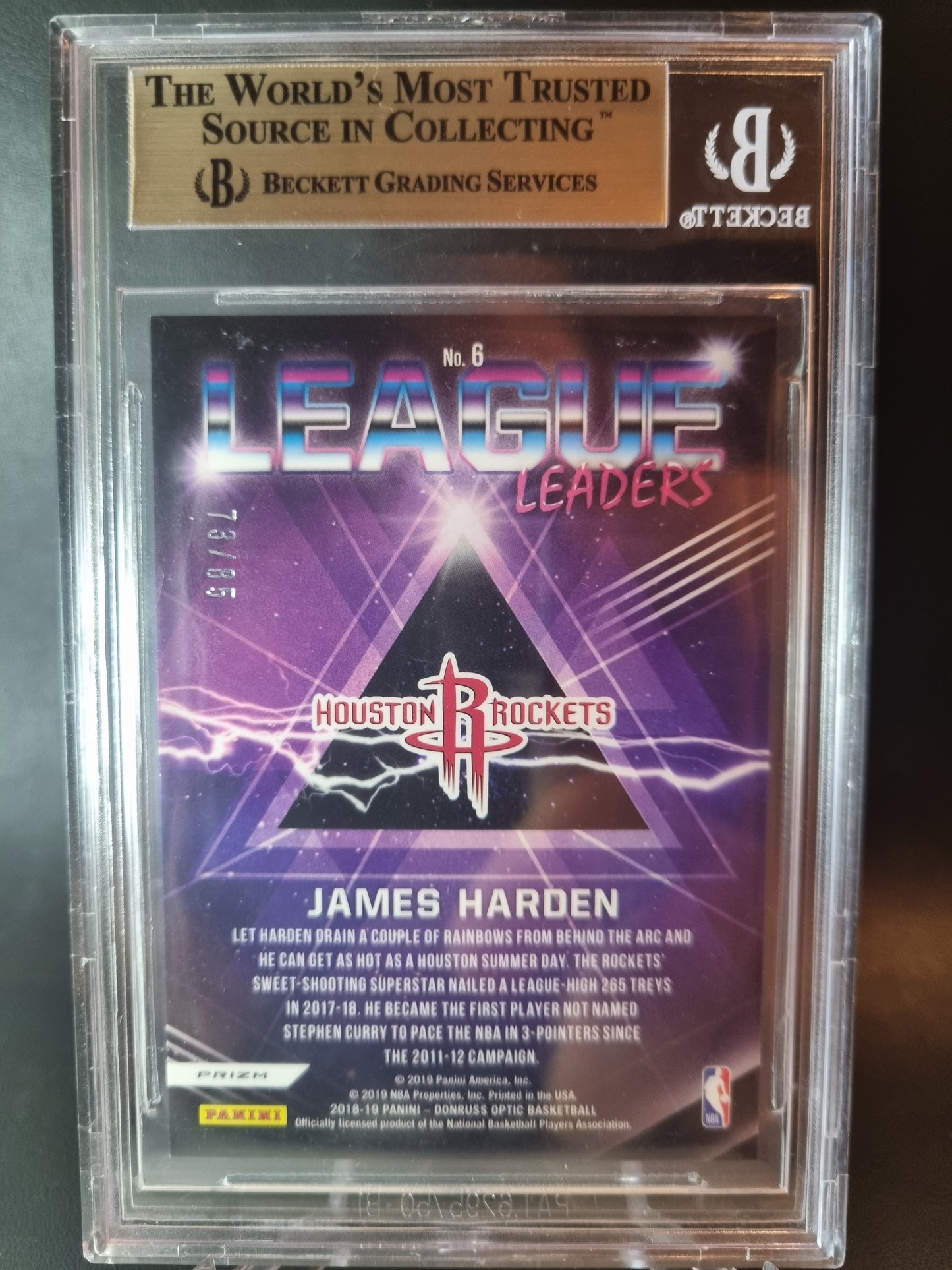 2018 Donruss Optic #6 League Leaders Blue James Harden BGS 9.5 Gem Mint