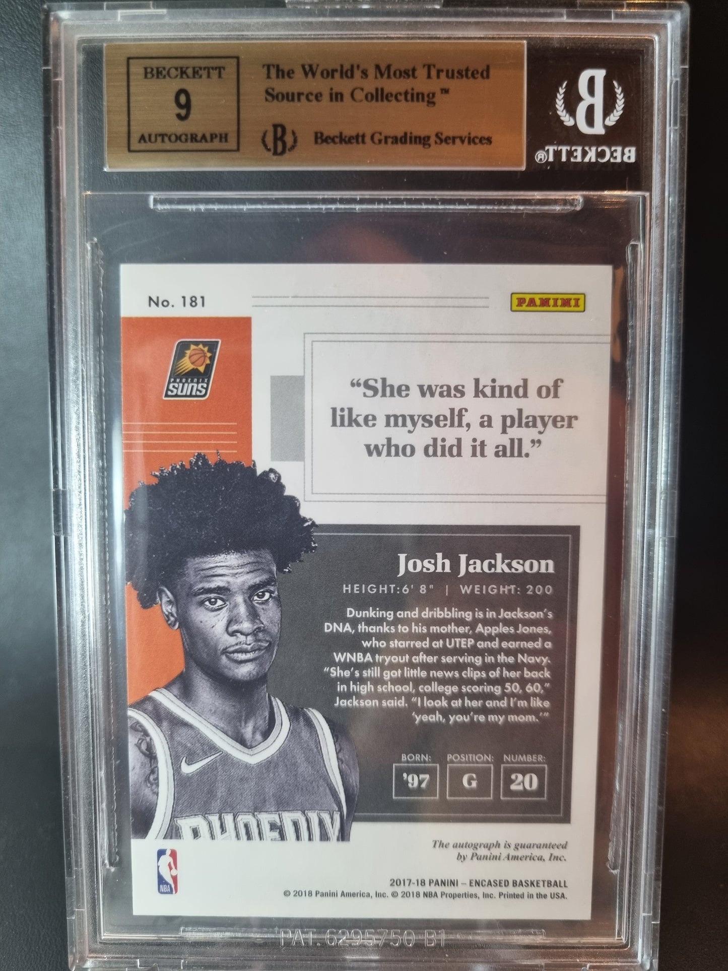 2017 Panini Encased Auto #181 39/99 Josh Jackson BGS 9.5 Mint Auto BGS 9