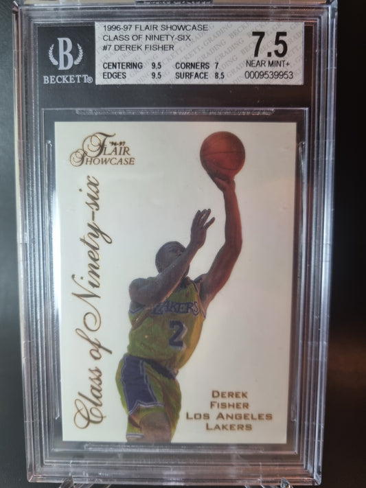 1996 Flair Showcase Class Of 96 #7 Derek Fisher BGS 7.5 Near Mint