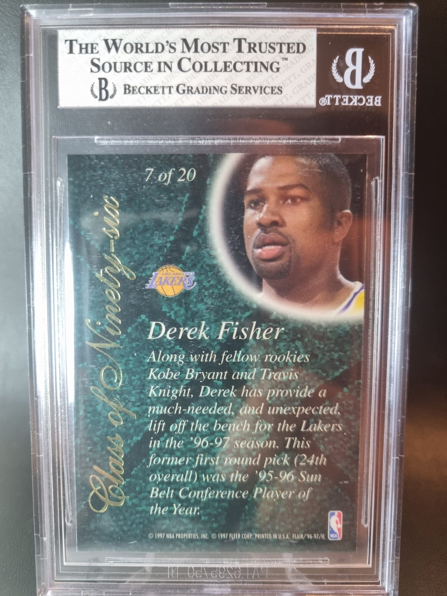 1996 Flair Showcase Class Of 96 #7 Derek Fisher BGS 7.5 Near Mint